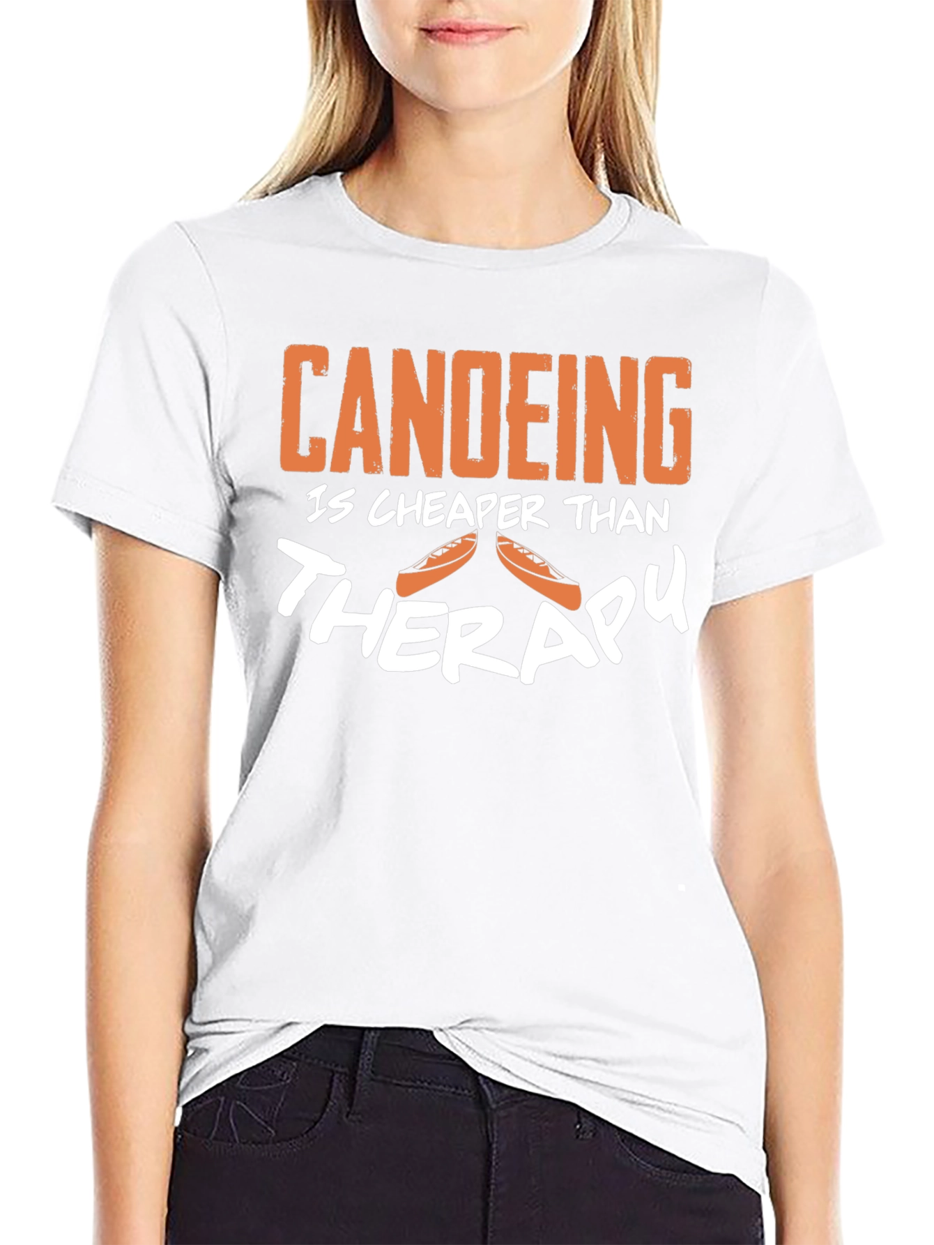Canoeing is Cheaper Than Therapy Funny T-Shirt
