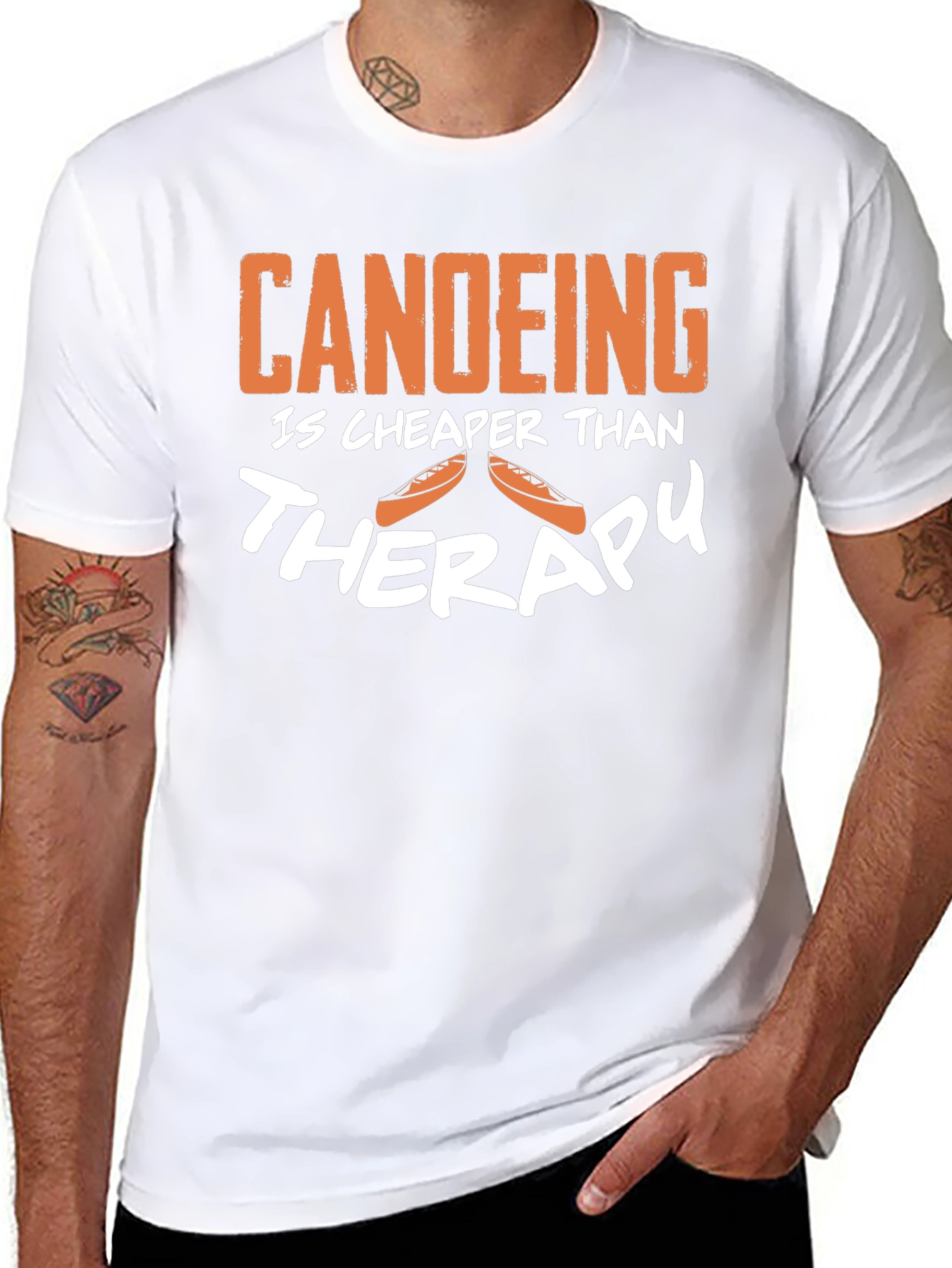 Canoeing is Cheaper Than Therapy Funny T-Shirt