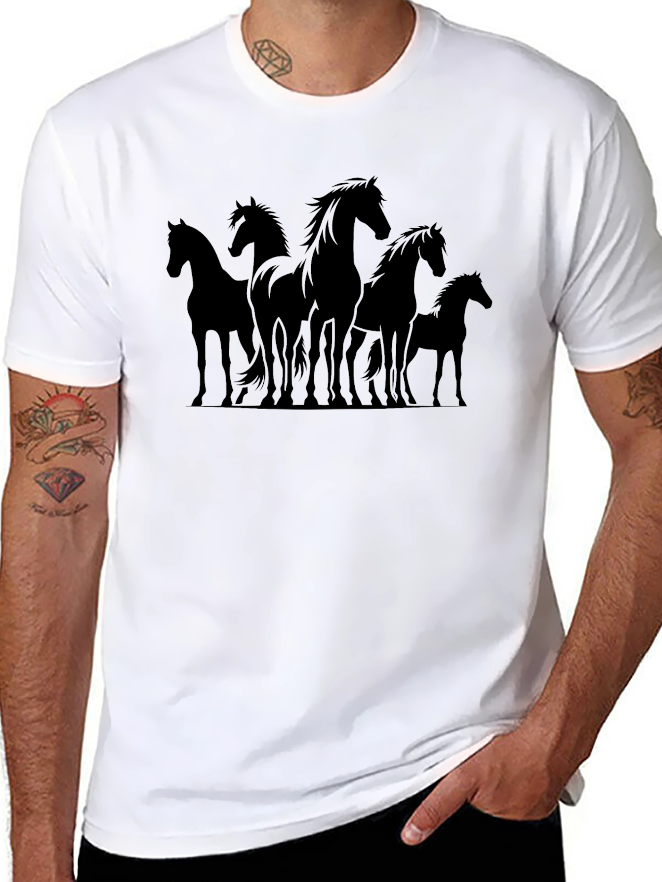 Horse Silhouette Graphic Black T-Shirt