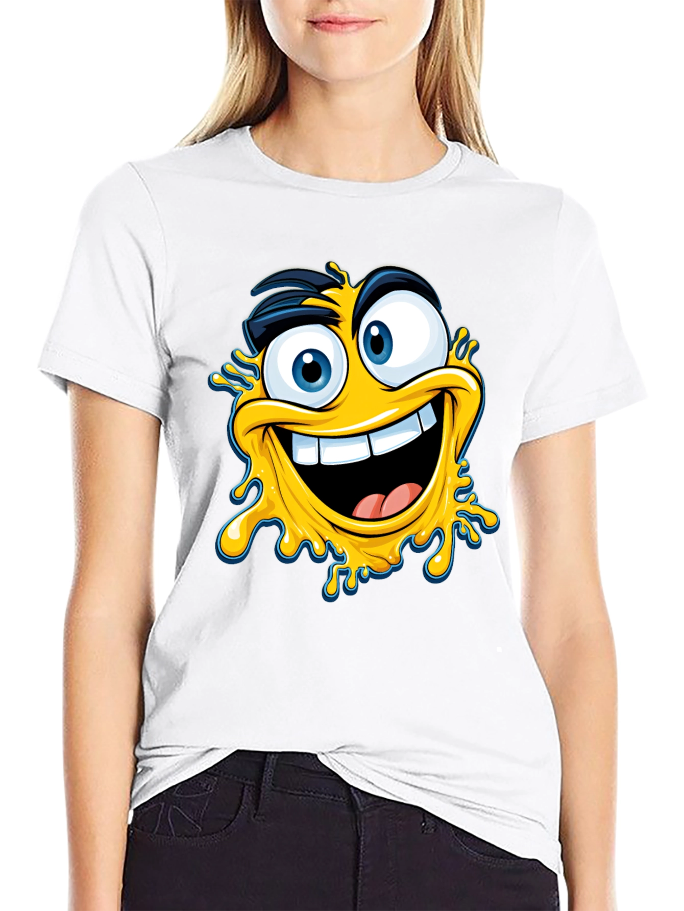 Crazy Emoji Graphic Tee - Black Cotton T-Shirt