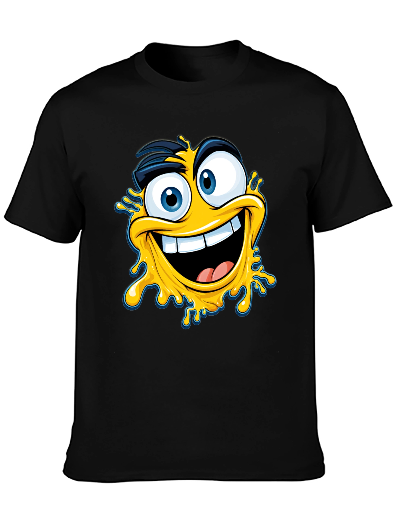 Crazy Emoji Graphic Tee - Black Cotton T-Shirt