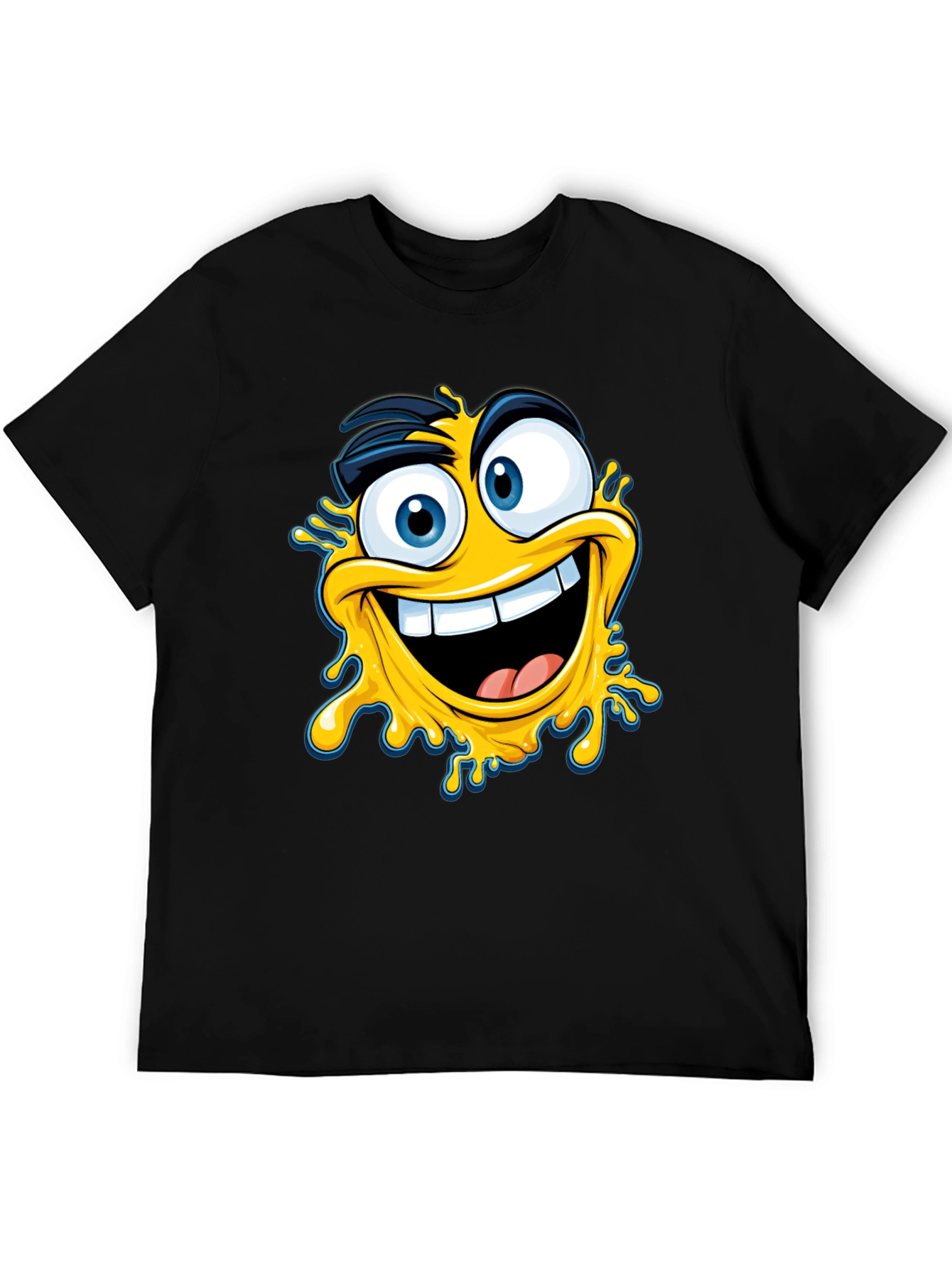 Crazy Emoji Graphic Tee - Black Cotton T-Shirt