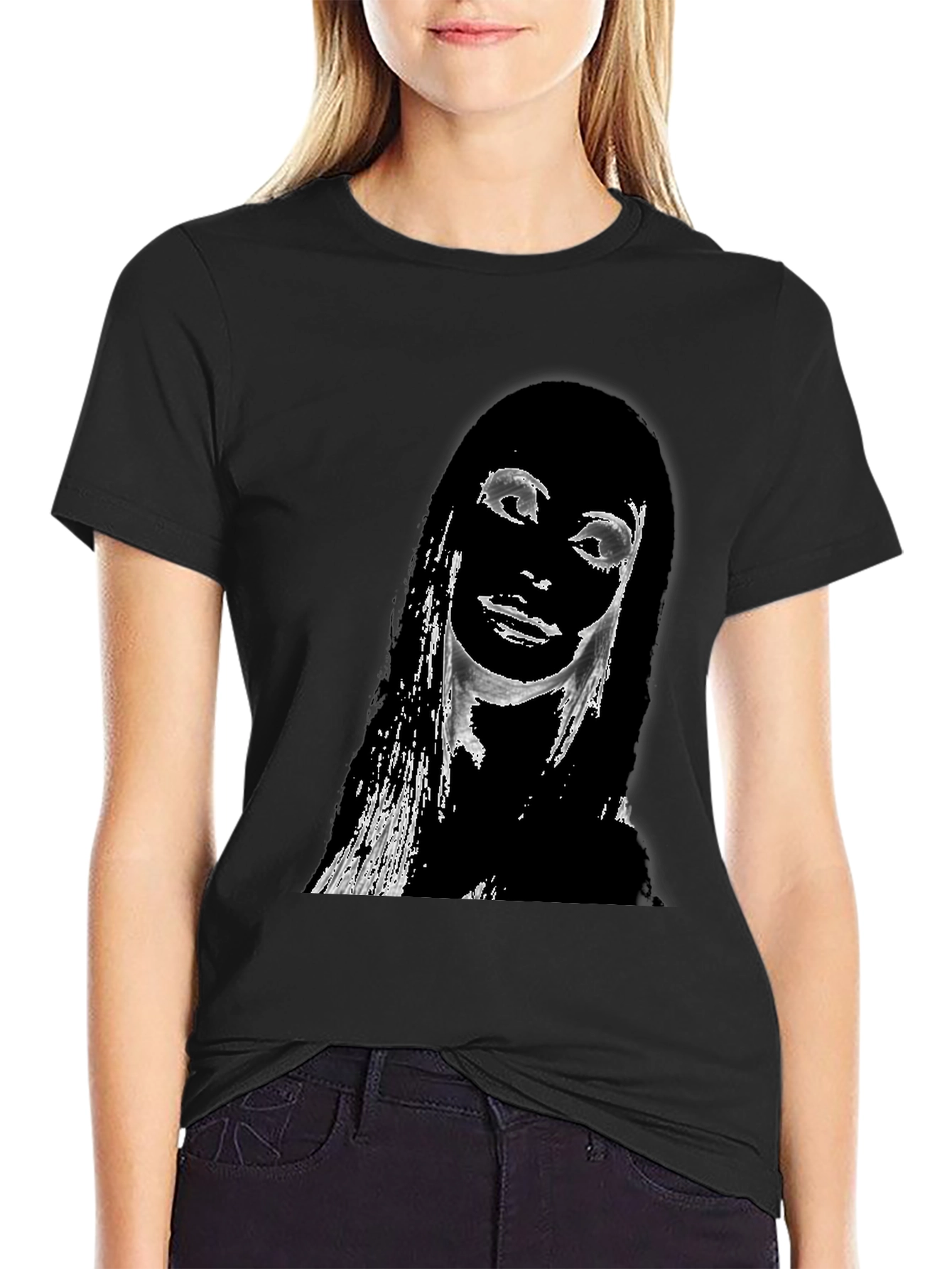 Edgy Portrait Graphic T-Shirt - Unisex Black Tee