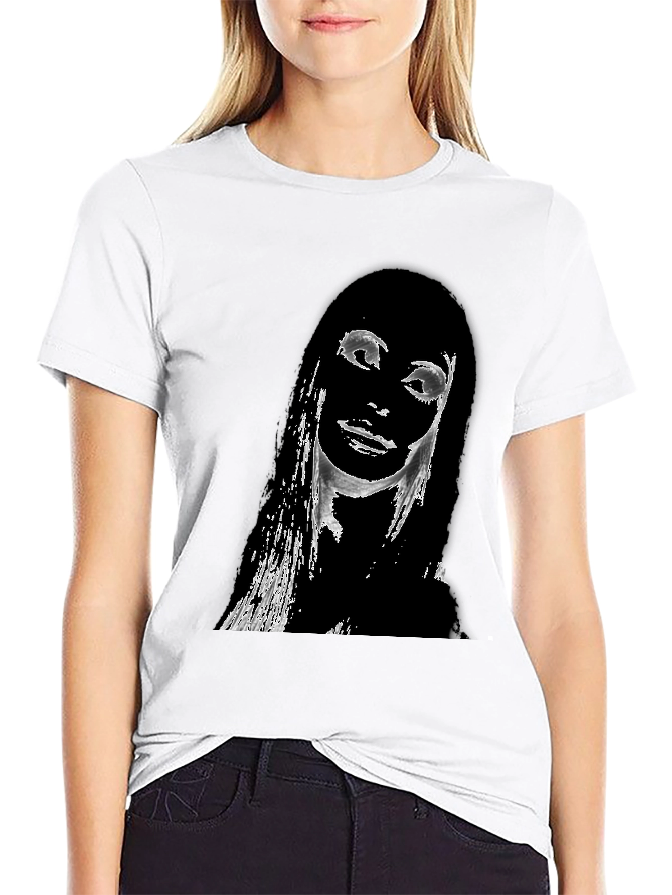 Edgy Portrait Graphic T-Shirt - Unisex Black Tee