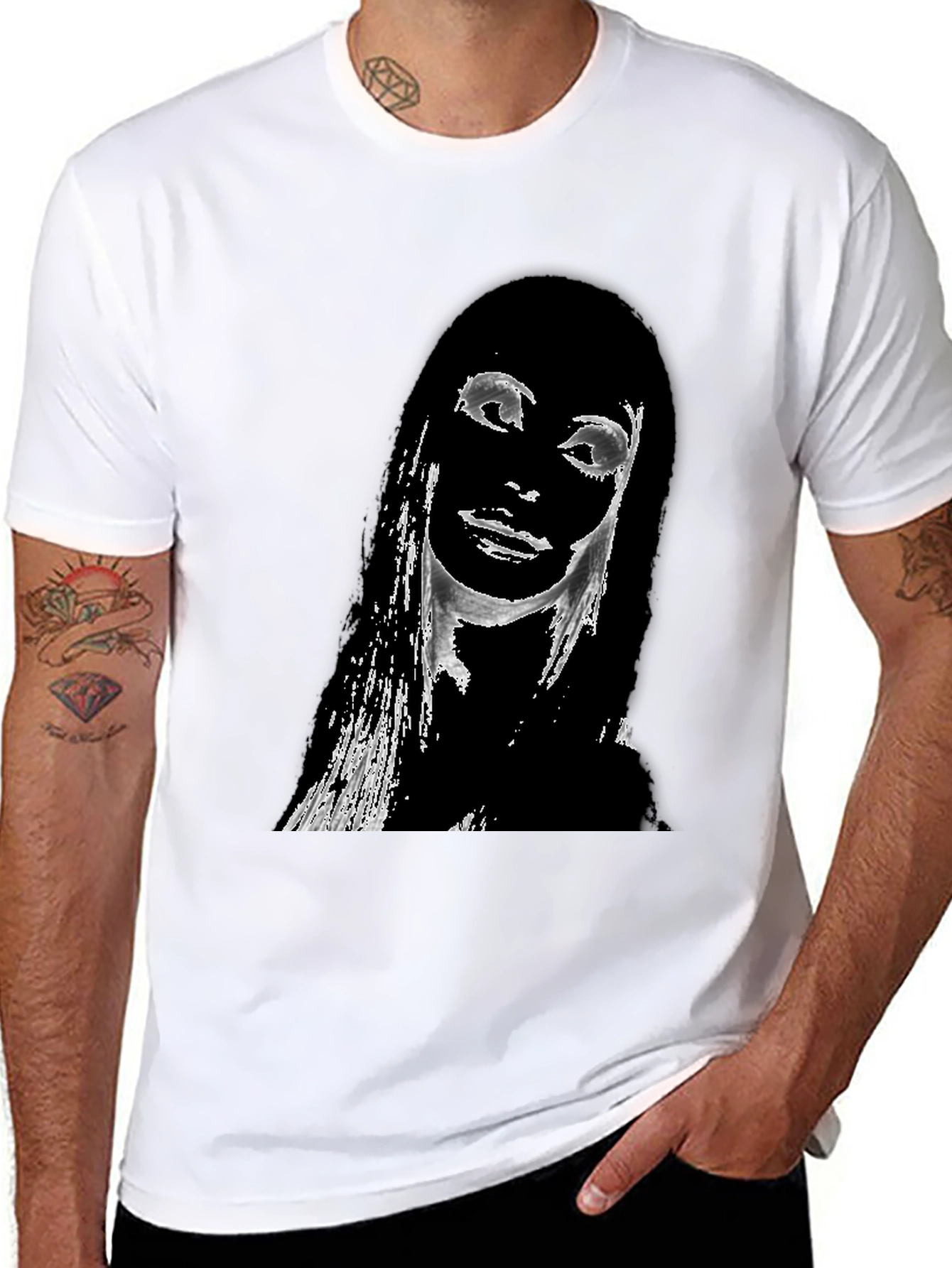 Edgy Portrait Graphic T-Shirt - Unisex Black Tee