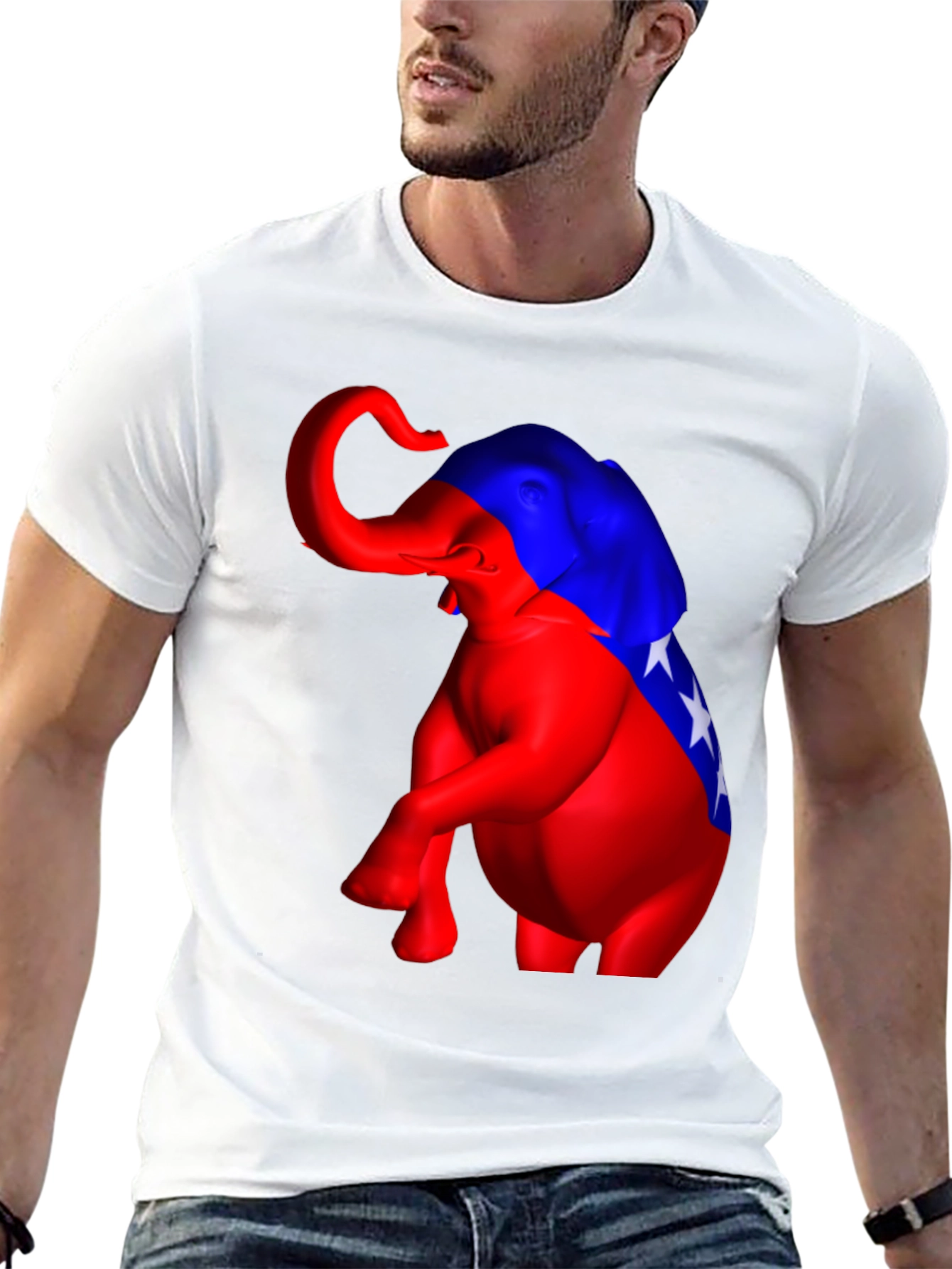 Political Elephant Graphic Tee - Black Cotton Blend