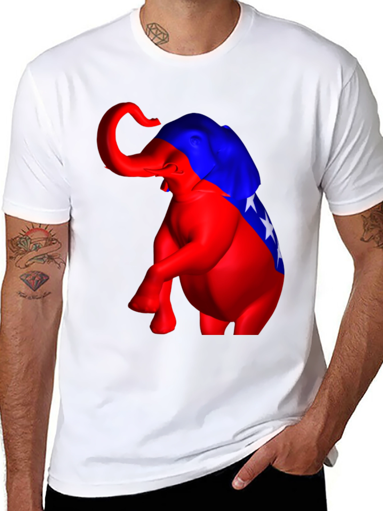 Political Elephant Graphic Tee - Black Cotton Blend