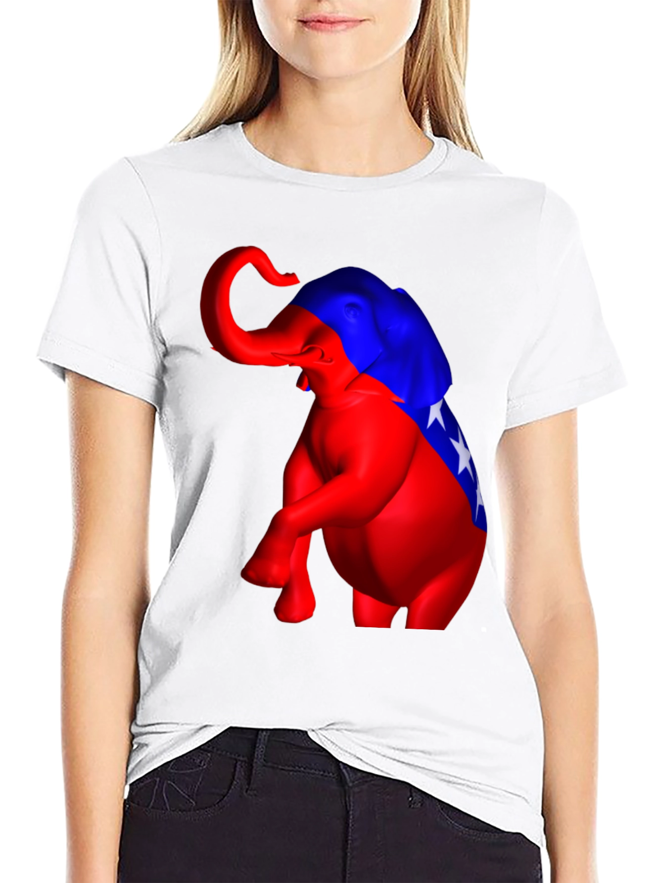 Political Elephant Graphic Tee - Black Cotton Blend