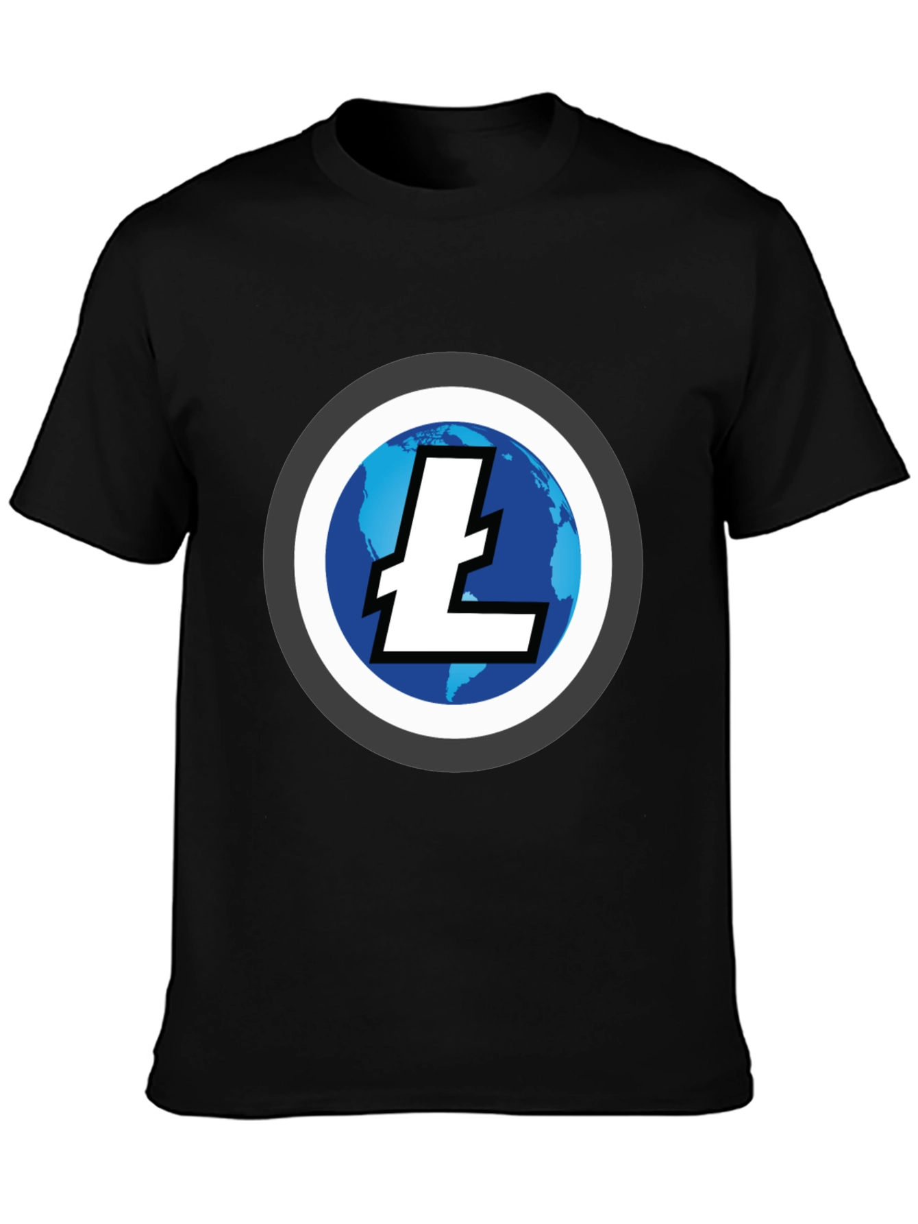 Litecoin Crypto T-Shirt - Black Round Neck