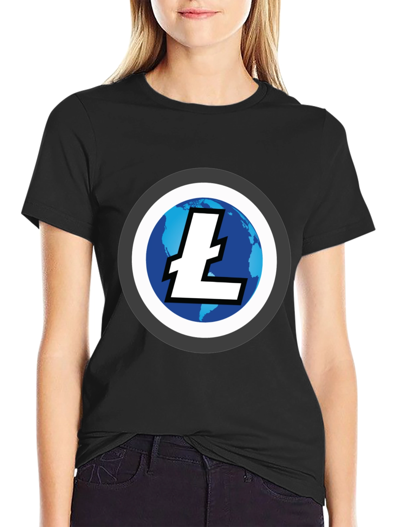 Litecoin Crypto T-Shirt - Black Round Neck