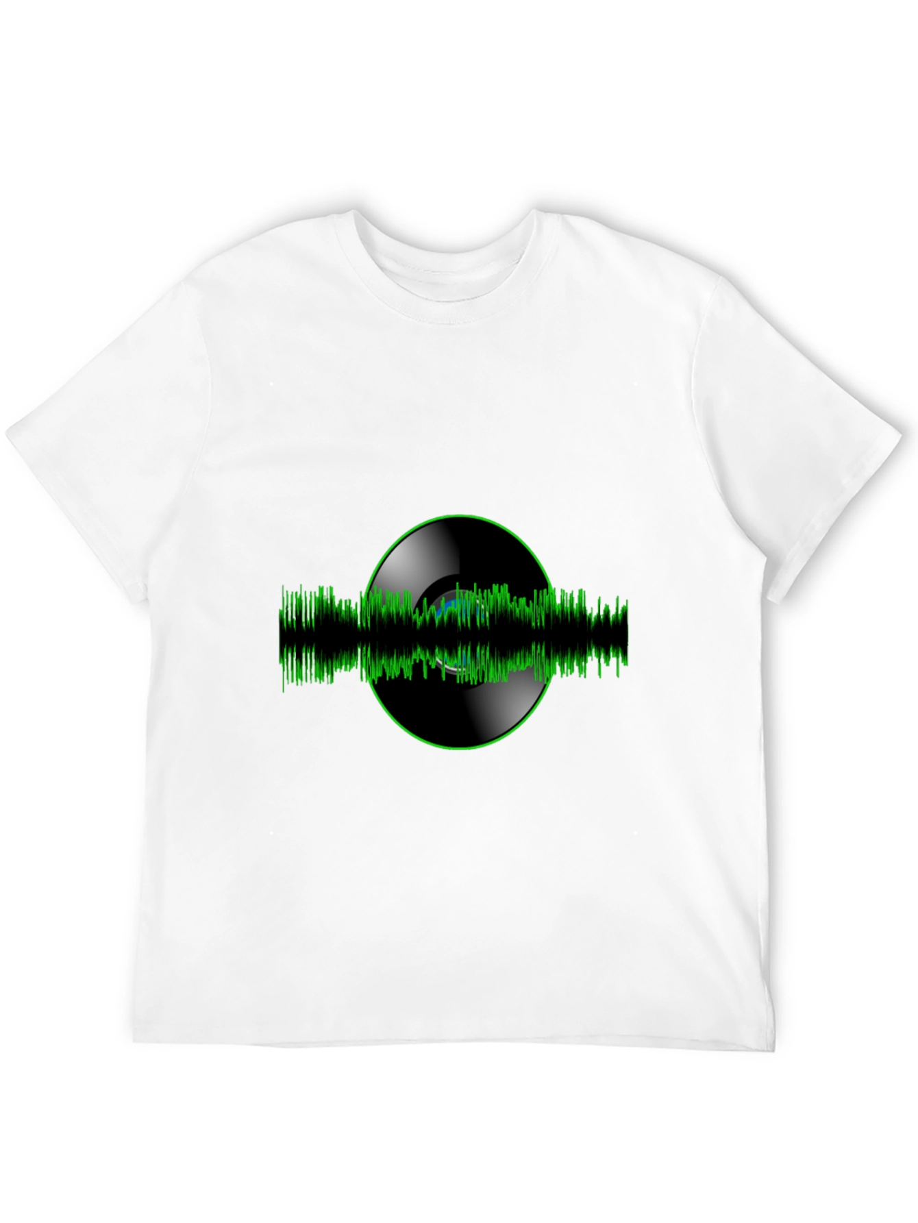 Vinyl Record Green Wave Black T-Shirt