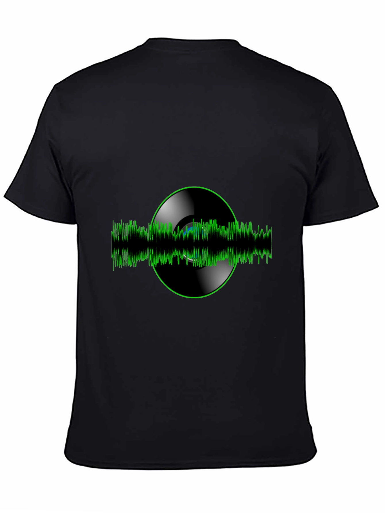 Vinyl Record Green Wave Black T-Shirt