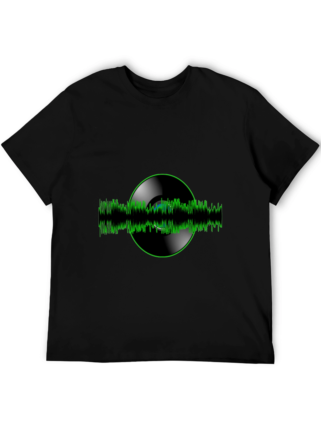 Vinyl Record Green Wave Black T-Shirt