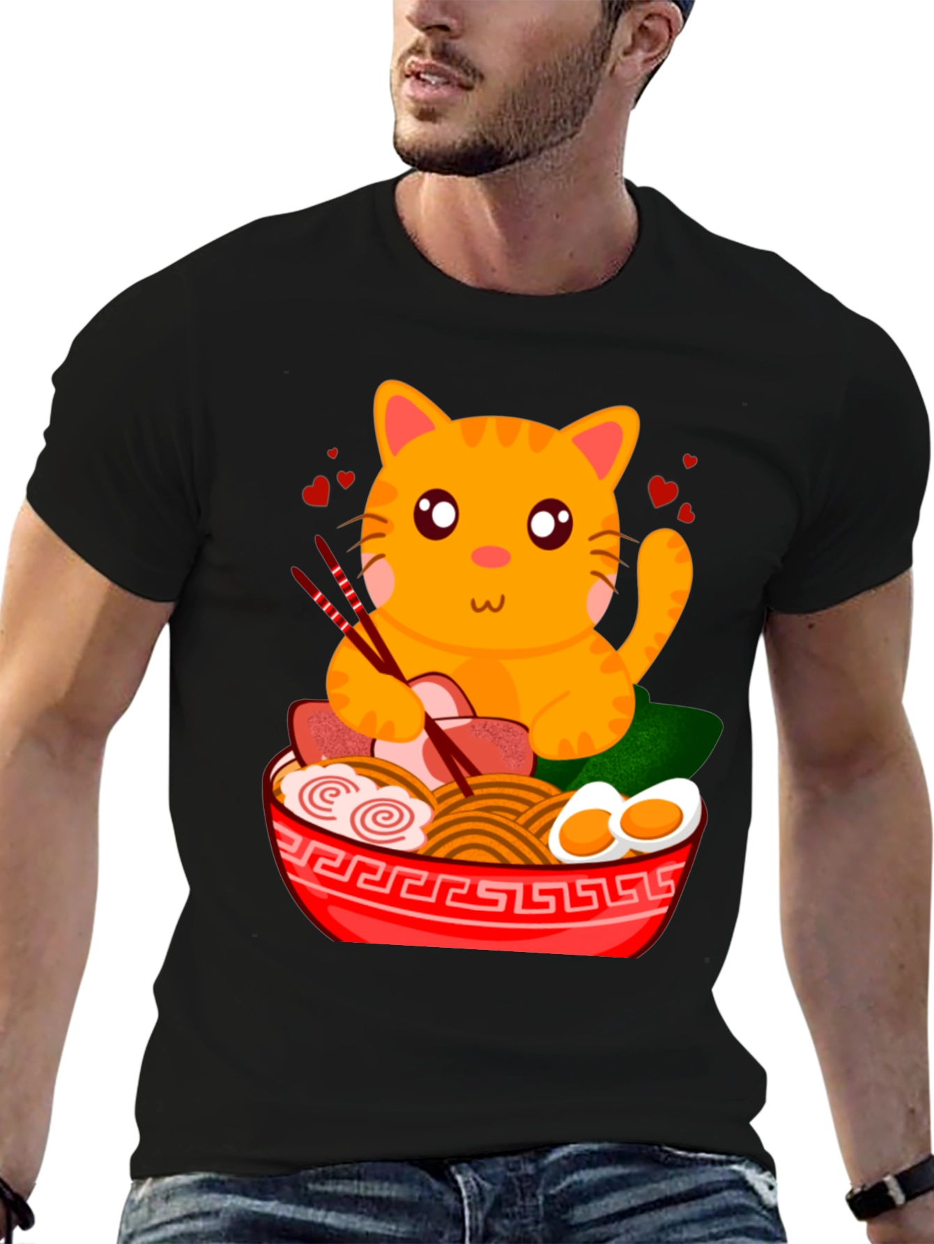 Cute Cat Ramen T-Shirt - Anime Style