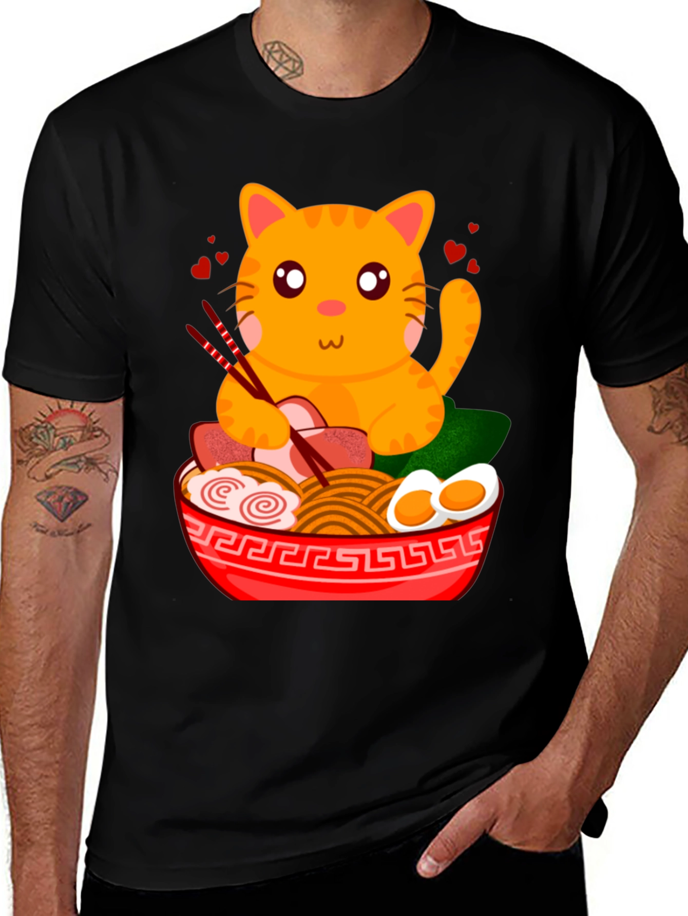 Cute Cat Ramen T-Shirt - Anime Style