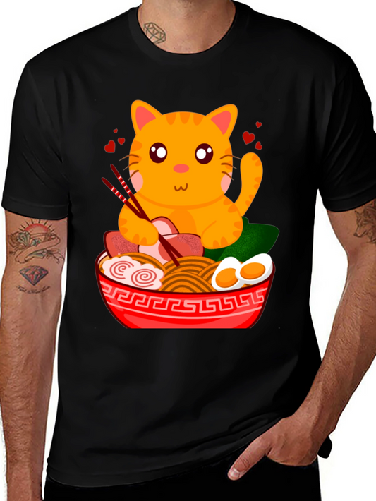 Cute Cat Ramen T-Shirt - Anime Style
