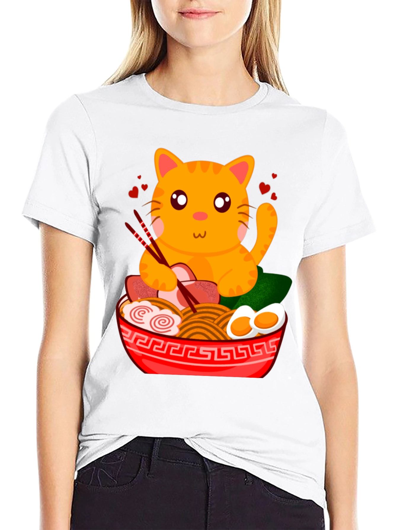 Cute Cat Ramen T-Shirt - Anime Style