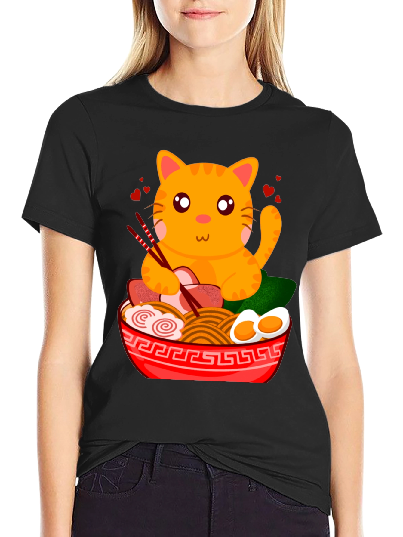 Cute Cat Ramen T-Shirt - Anime Style