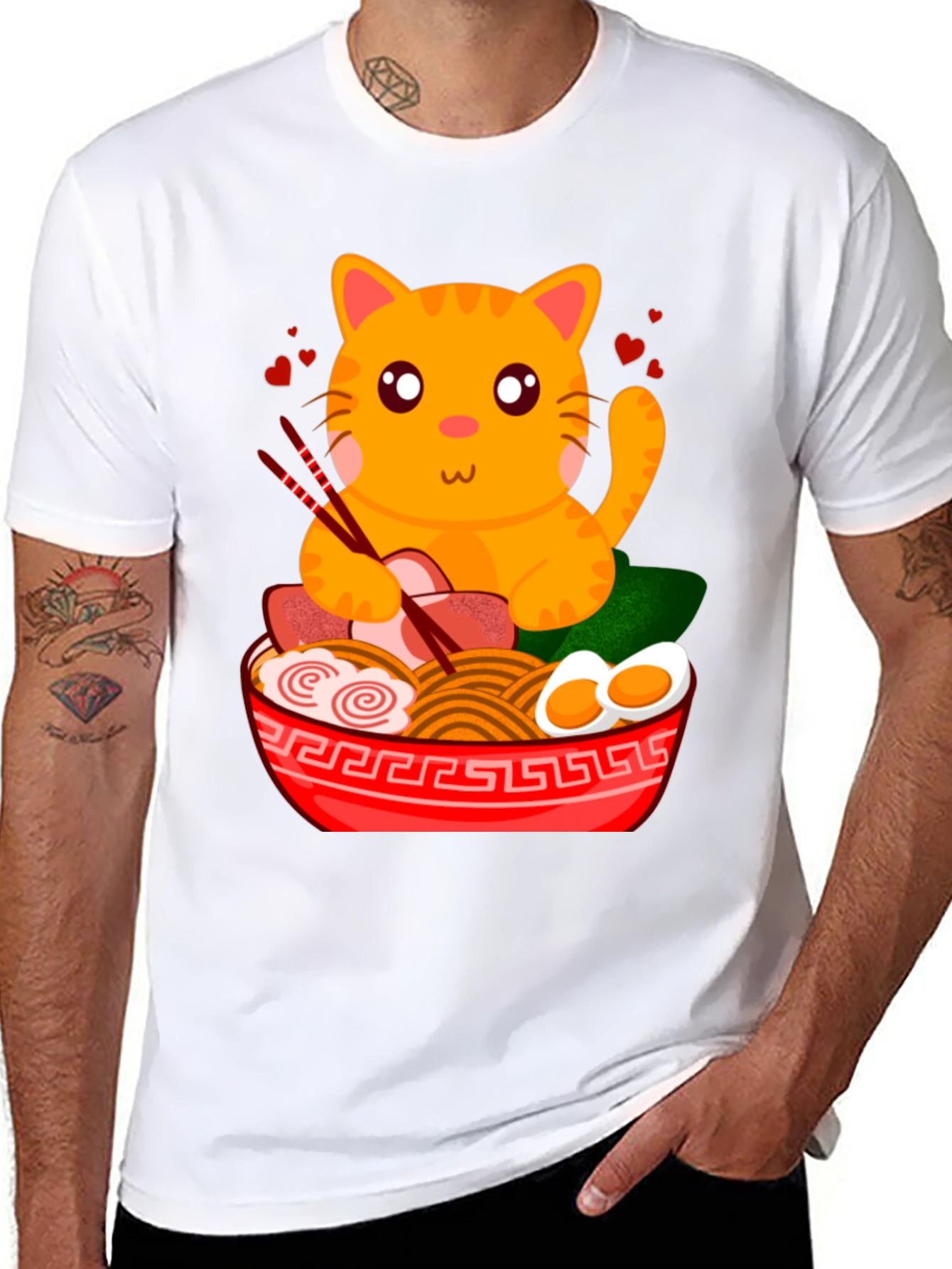Cute Cat Ramen T-Shirt - Anime Style