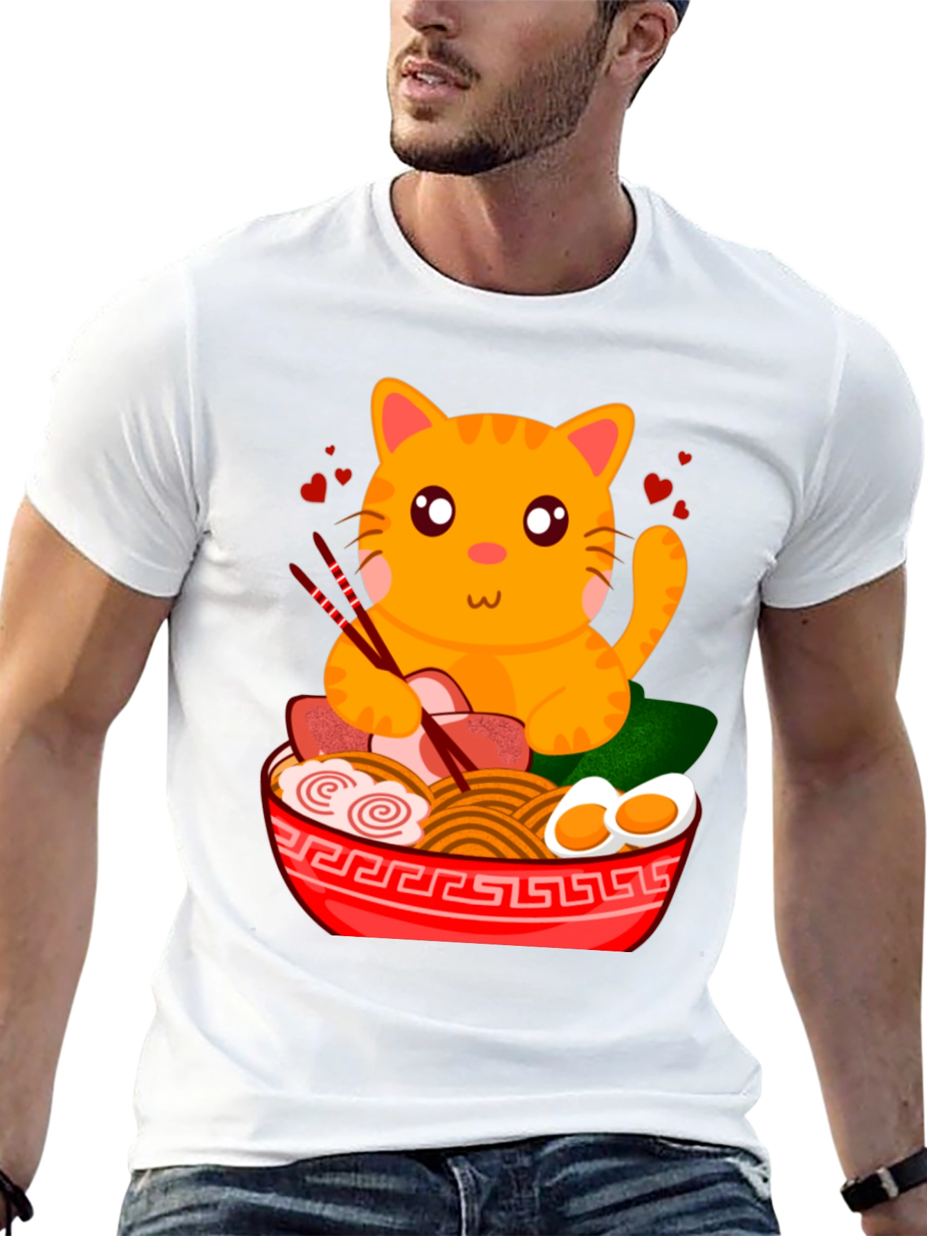 Cute Cat Ramen T-Shirt - Anime Style
