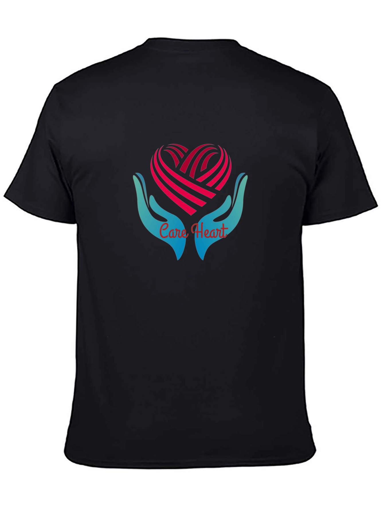 Care Heart Graphic Tee - Soft Black Cotton Shirt