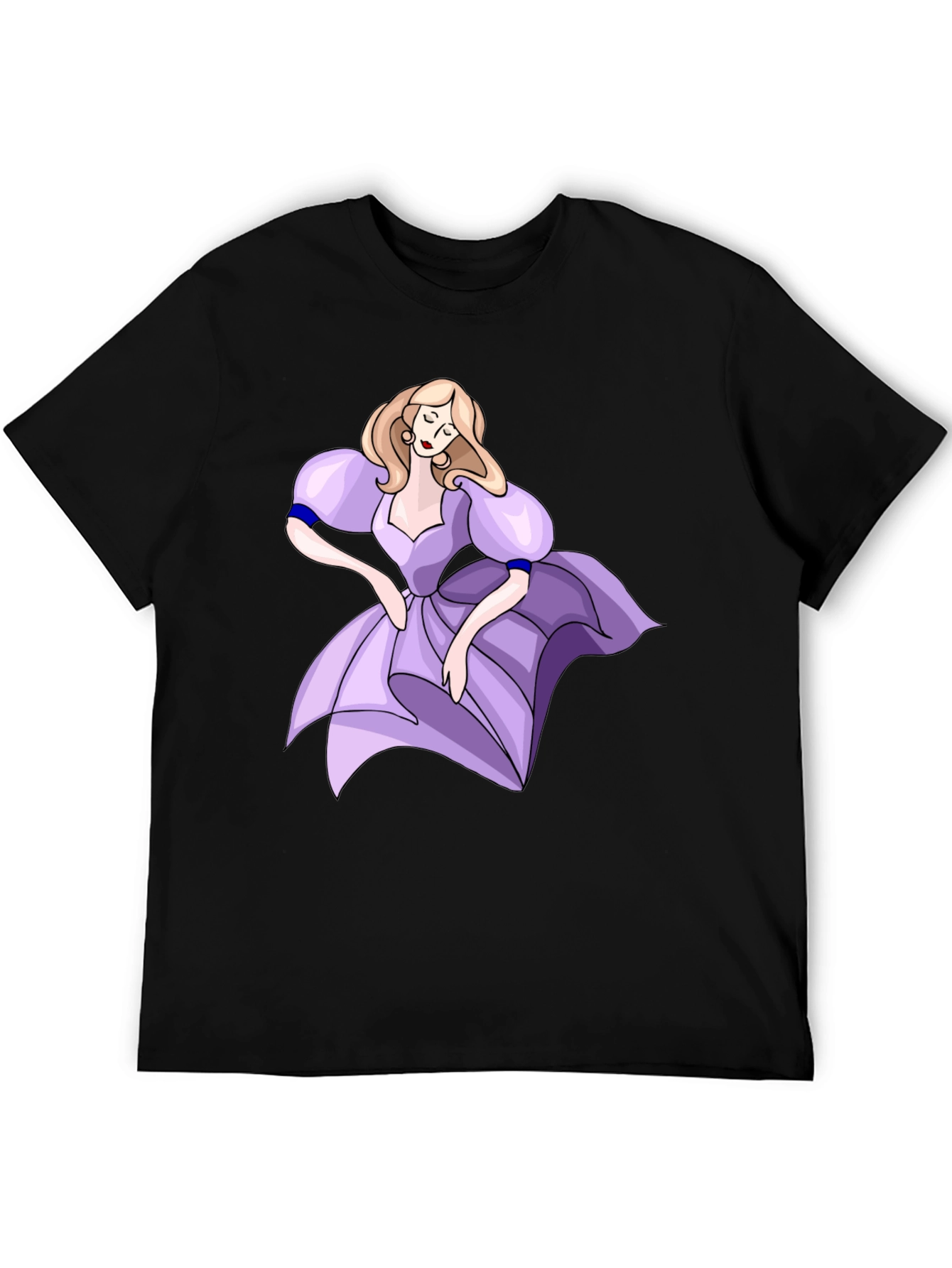 Cartoon Princess Black T-Shirt