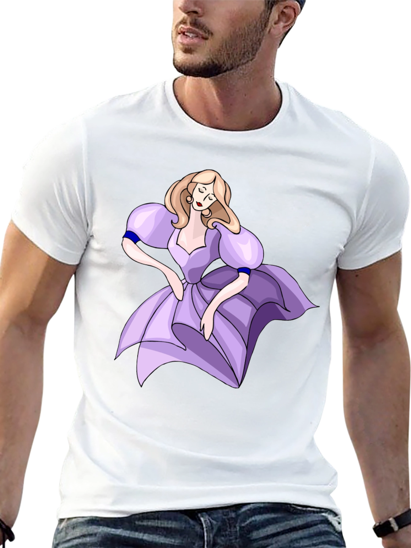 Cartoon Princess Black T-Shirt