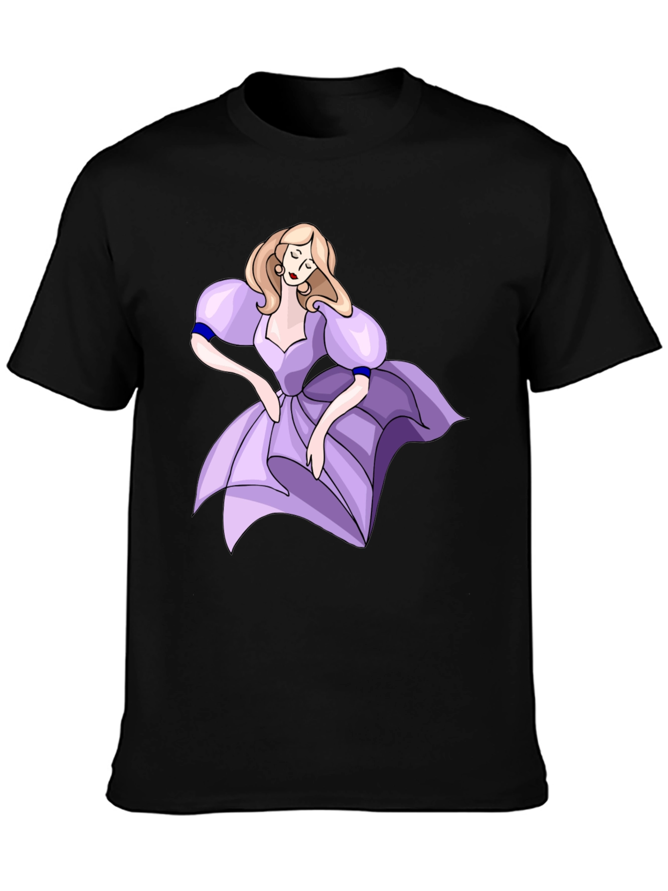 Cartoon Princess Black T-Shirt