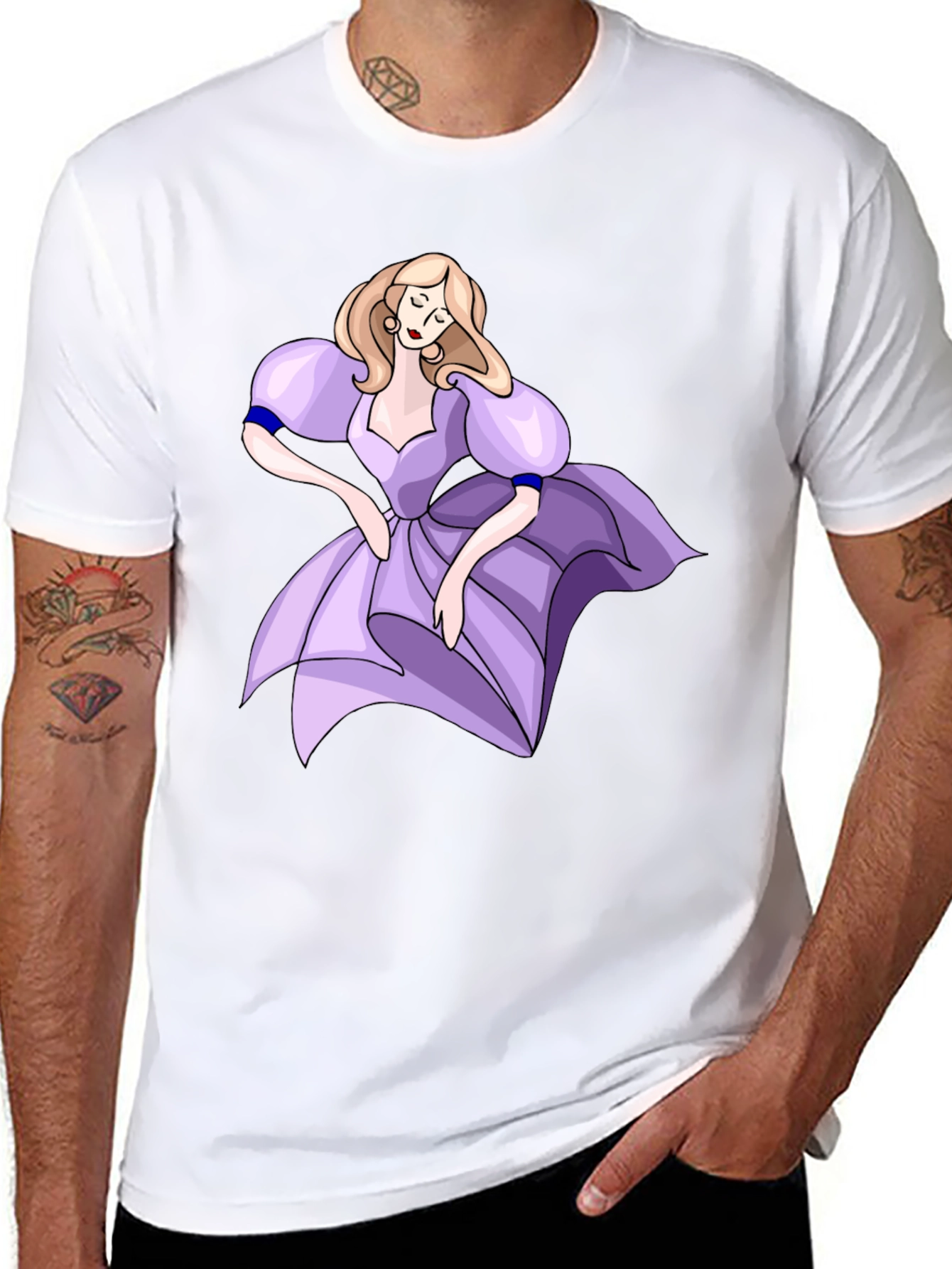 Cartoon Princess Black T-Shirt