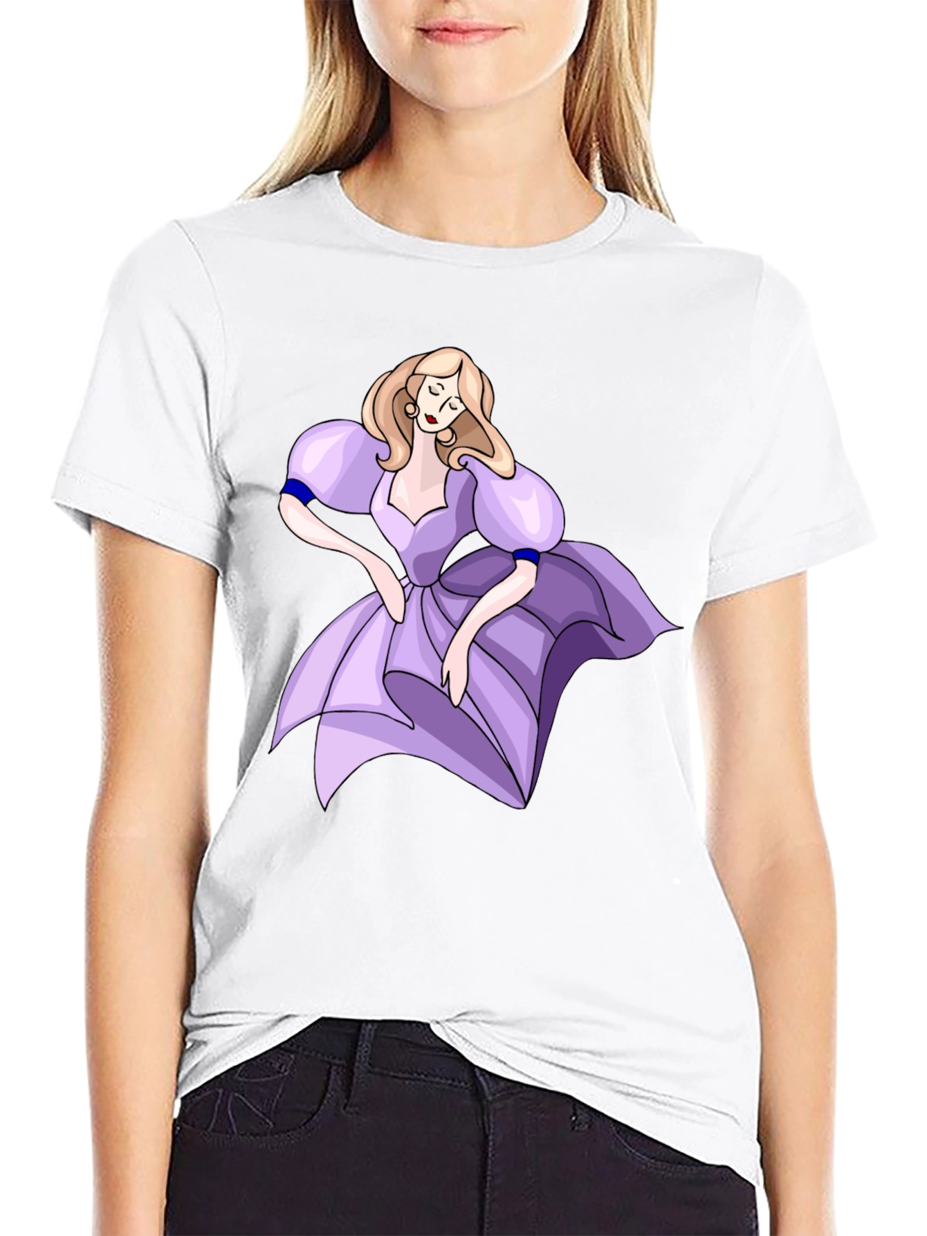 Cartoon Princess Black T-Shirt