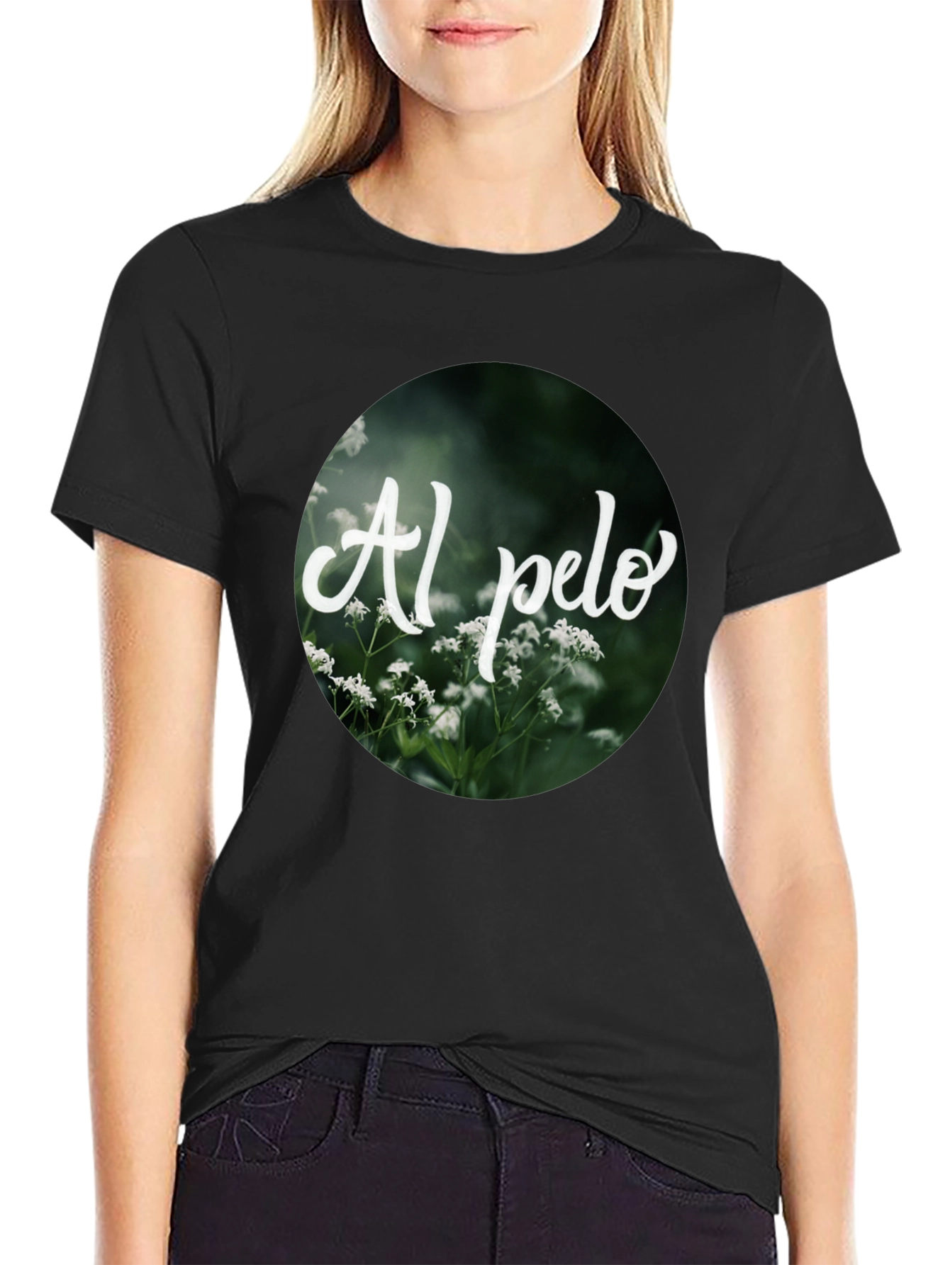 Al Pelo Nature Graphic Black T-Shirt