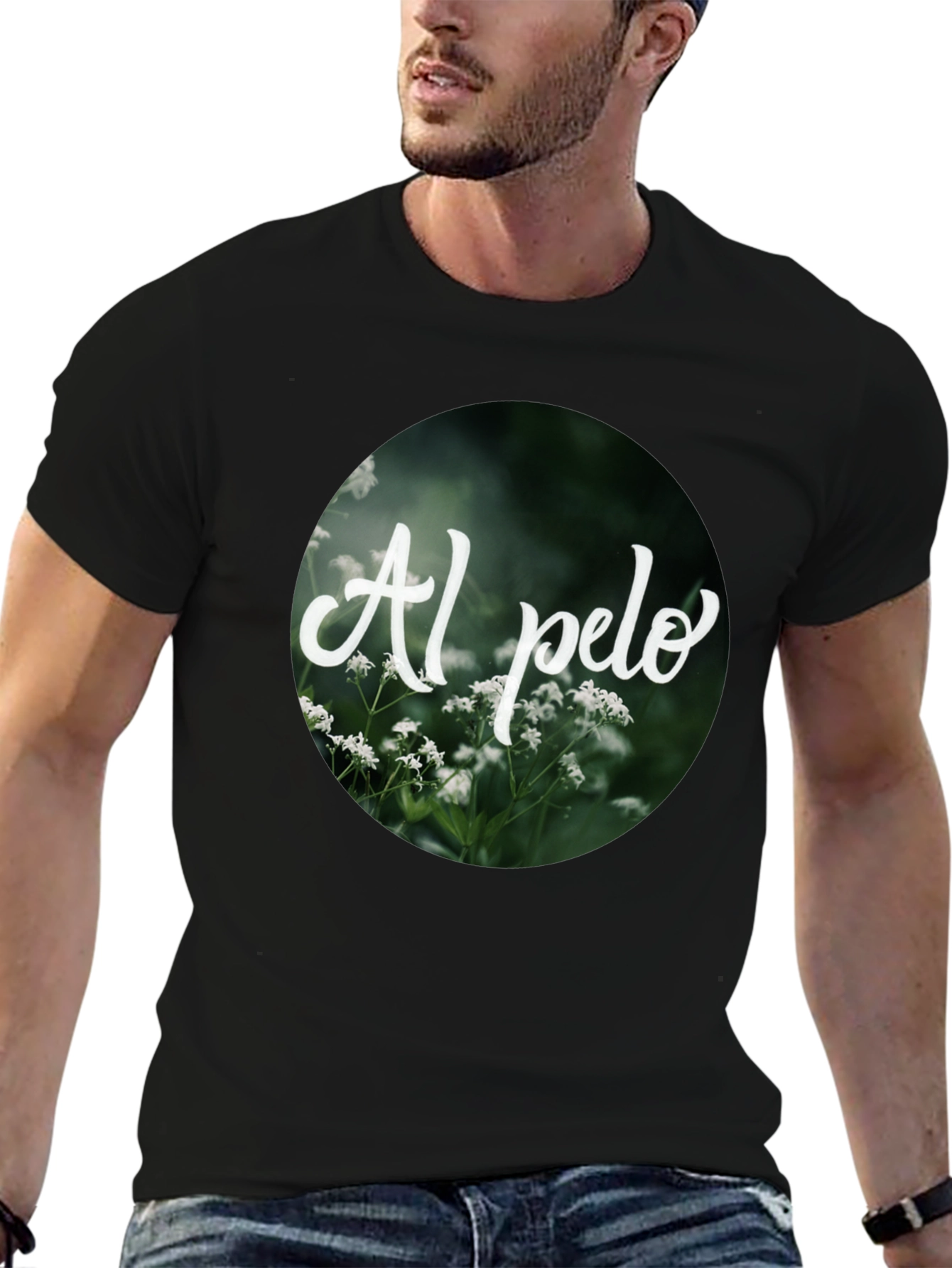 Al Pelo Nature Graphic Black T-Shirt