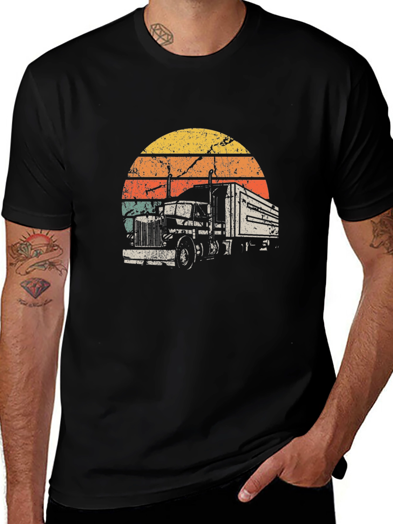 Retro Truck Sunset Graphic T-Shirt