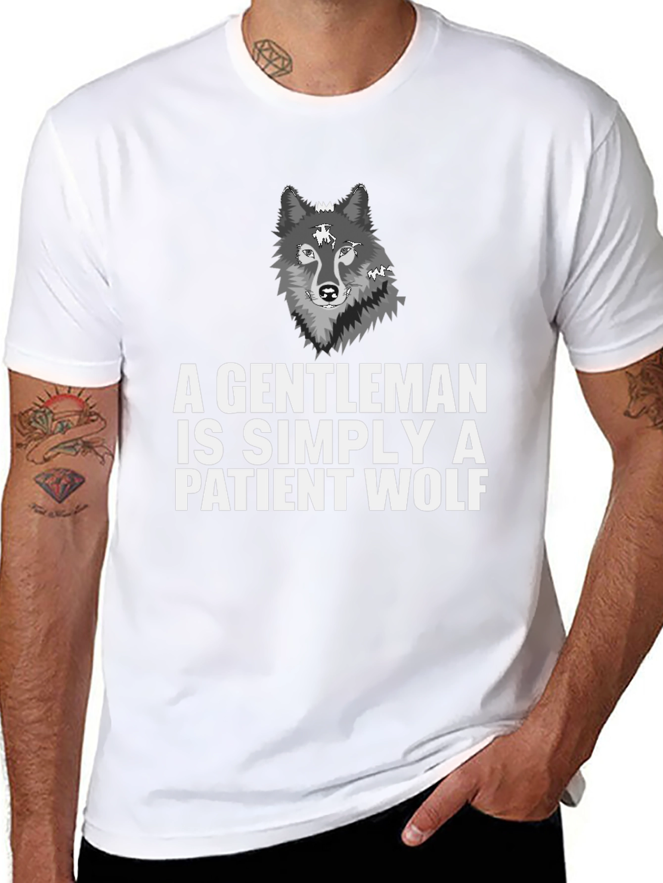 Gentleman Wolf Graphic Tee - Patient Wolf T-Shirt