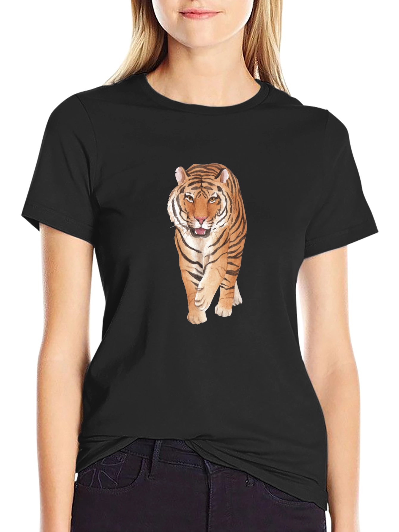 Tiger Graphic Print Black T-Shirt