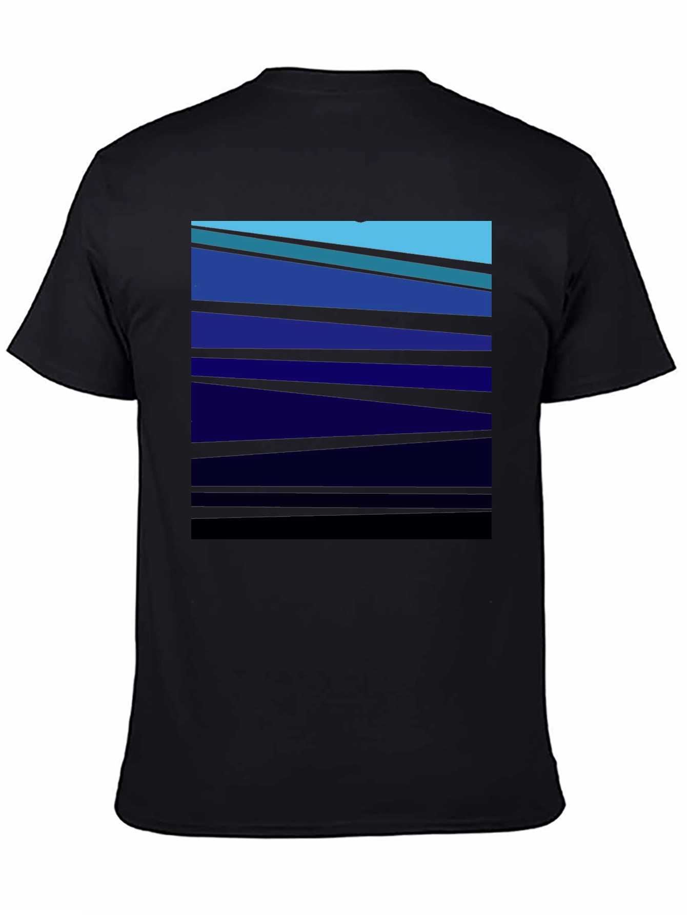 Abstract Blue Striped Graphic Tee