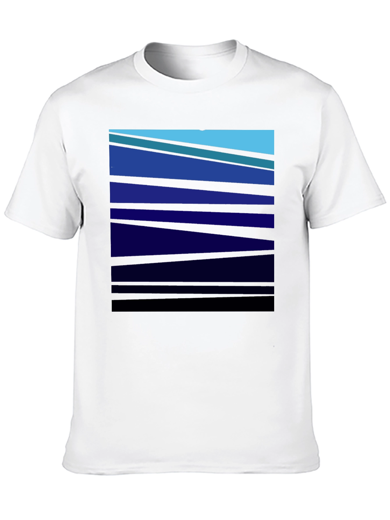 Abstract Blue Striped Graphic Tee