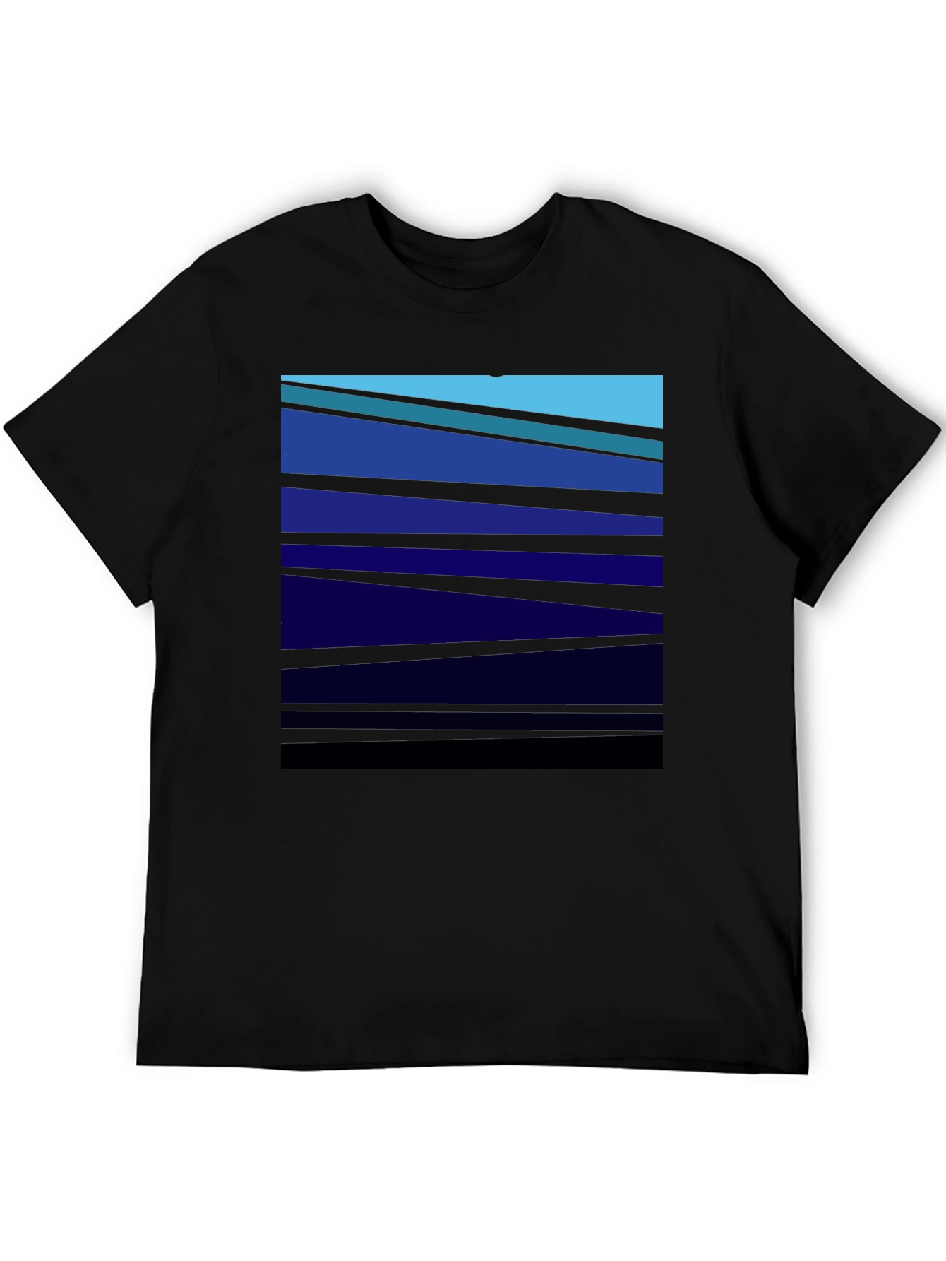 Abstract Blue Striped Graphic Tee