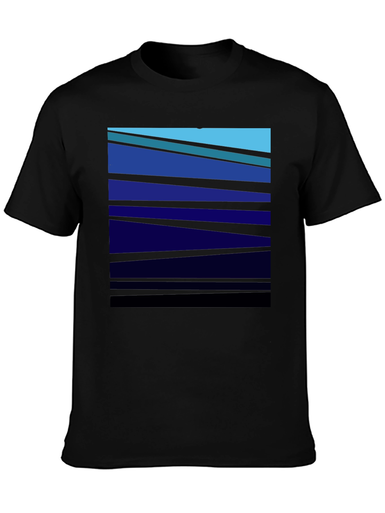 Abstract Blue Striped Graphic Tee