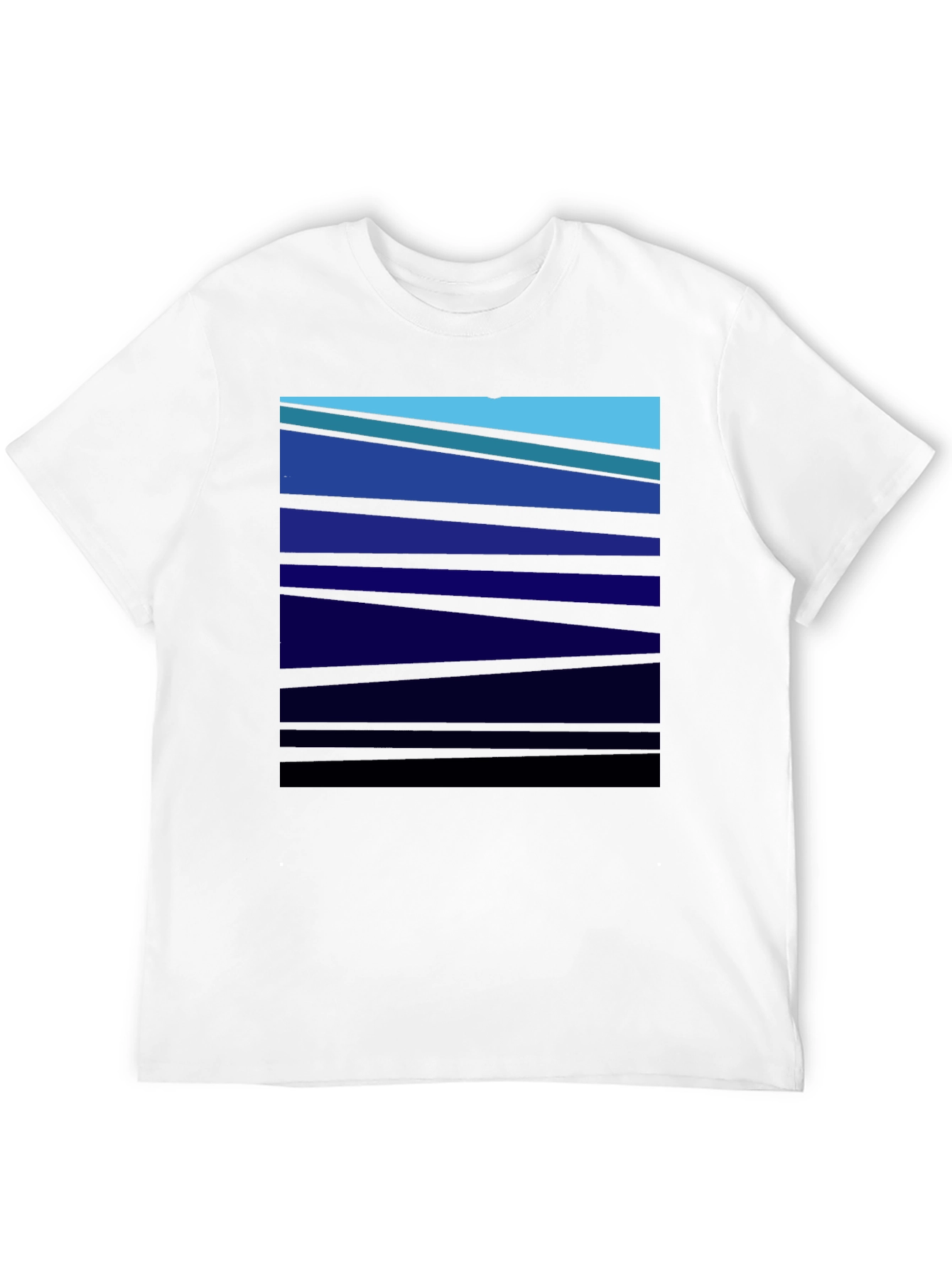 Abstract Blue Striped Graphic Tee