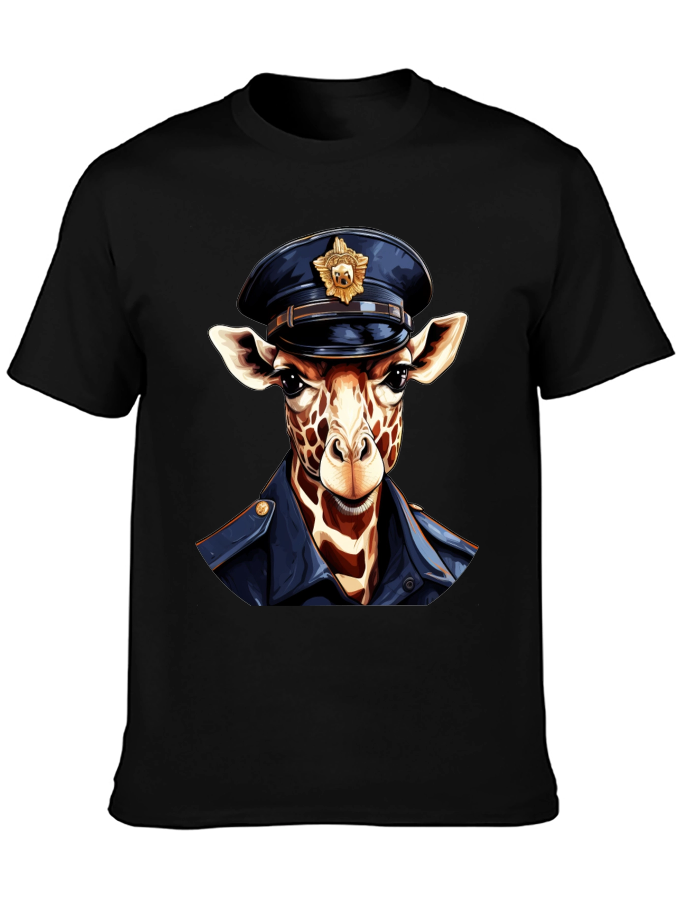 Giraffe Police Officer Graphic T-Shirt