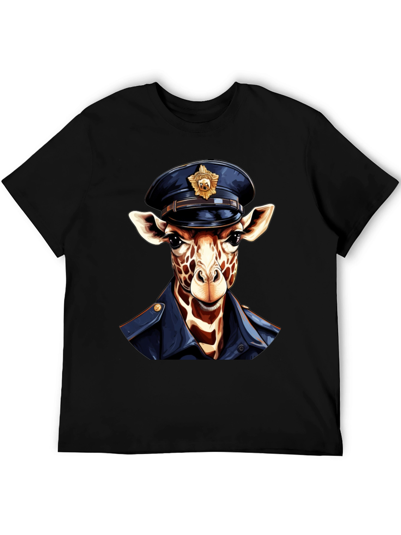 Giraffe Police Officer Graphic T-Shirt
