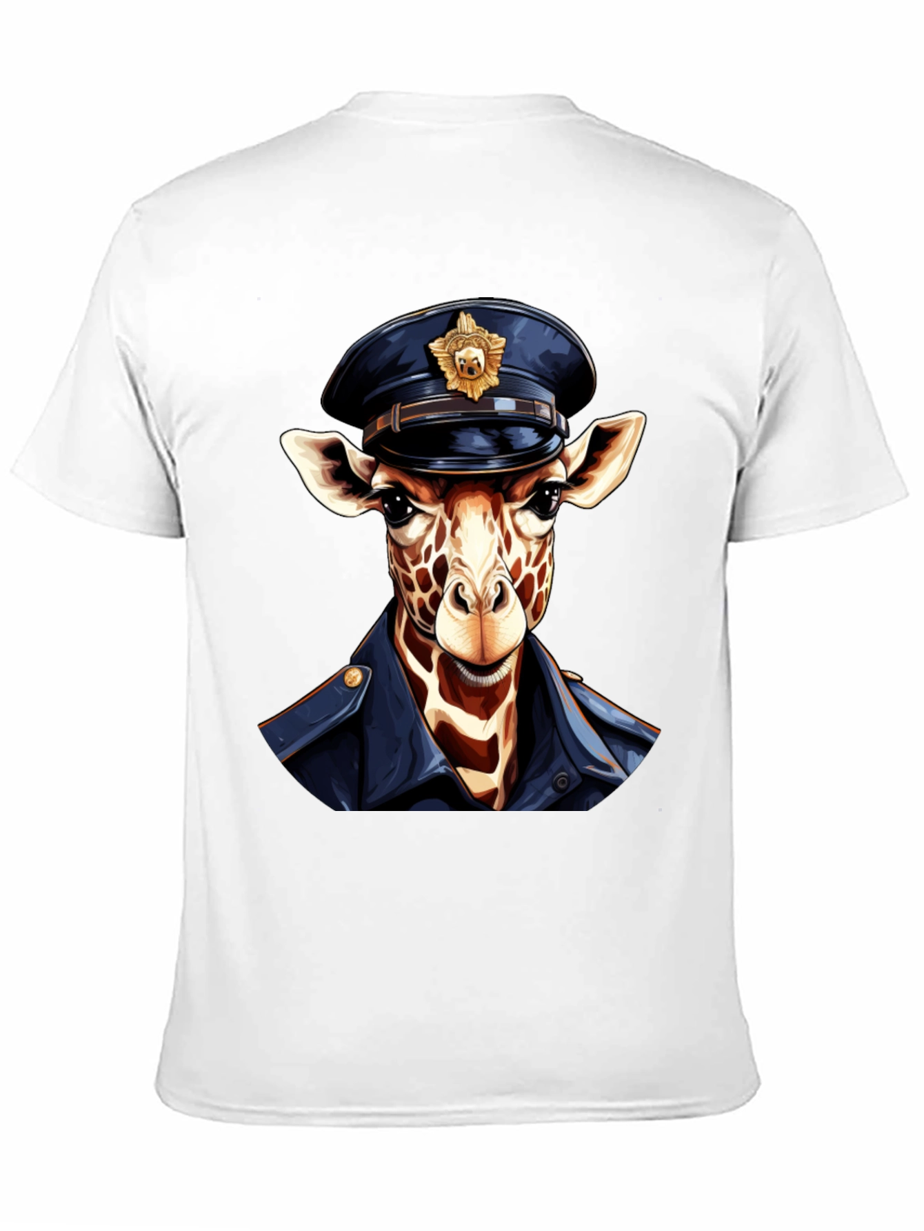 Giraffe Police Officer Graphic T-Shirt