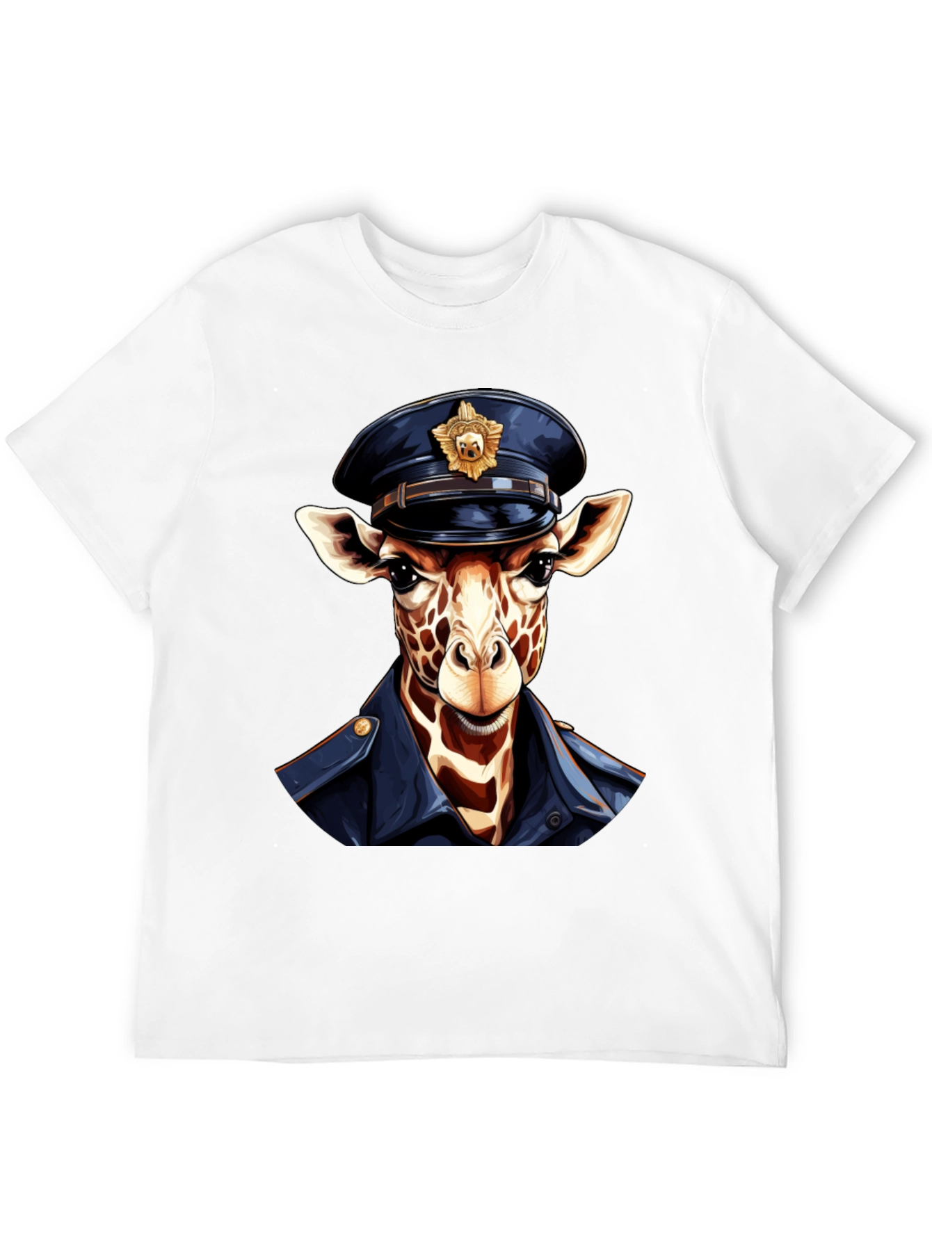 Giraffe Police Officer Graphic T-Shirt