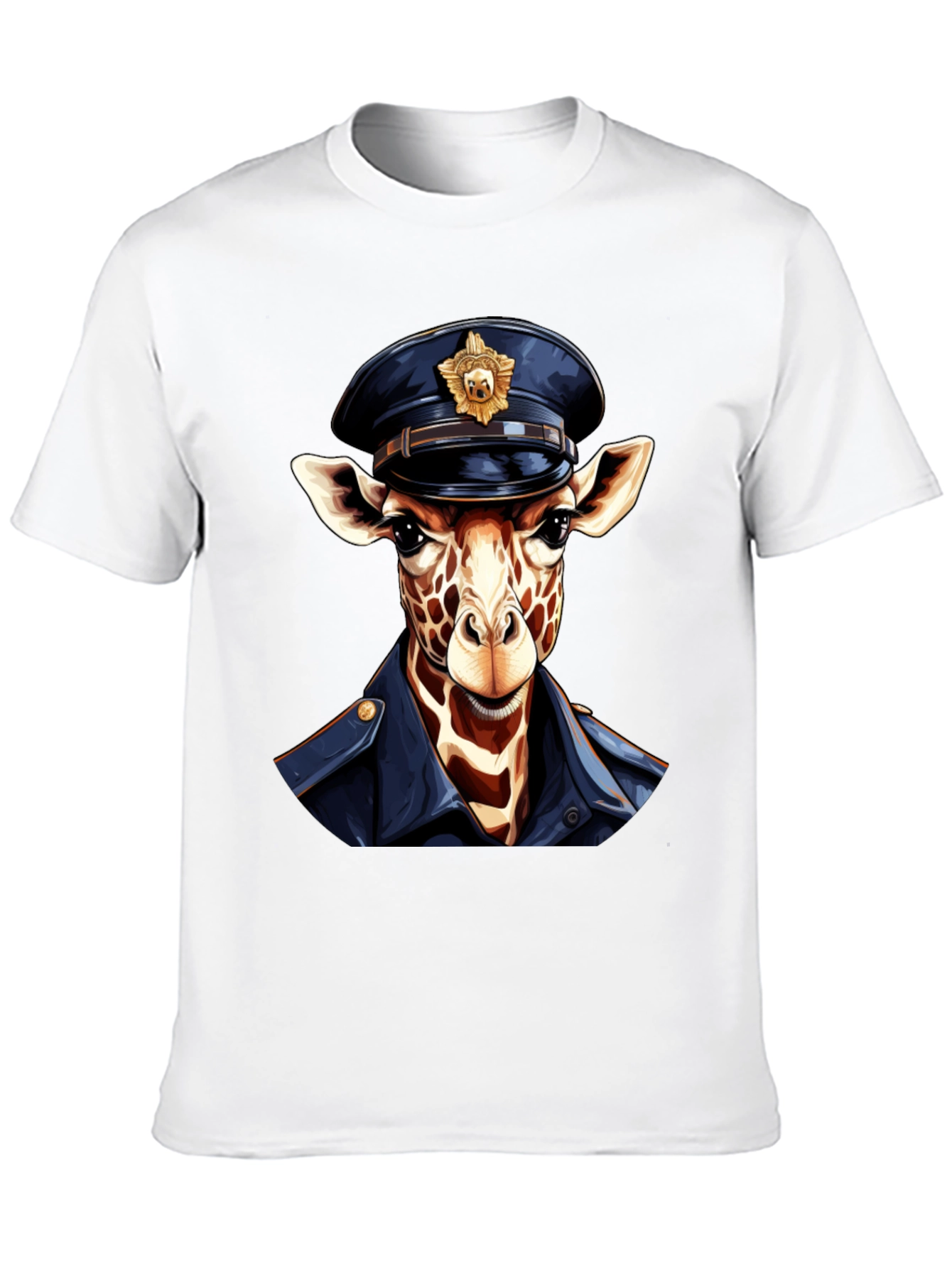 Giraffe Police Officer Graphic T-Shirt