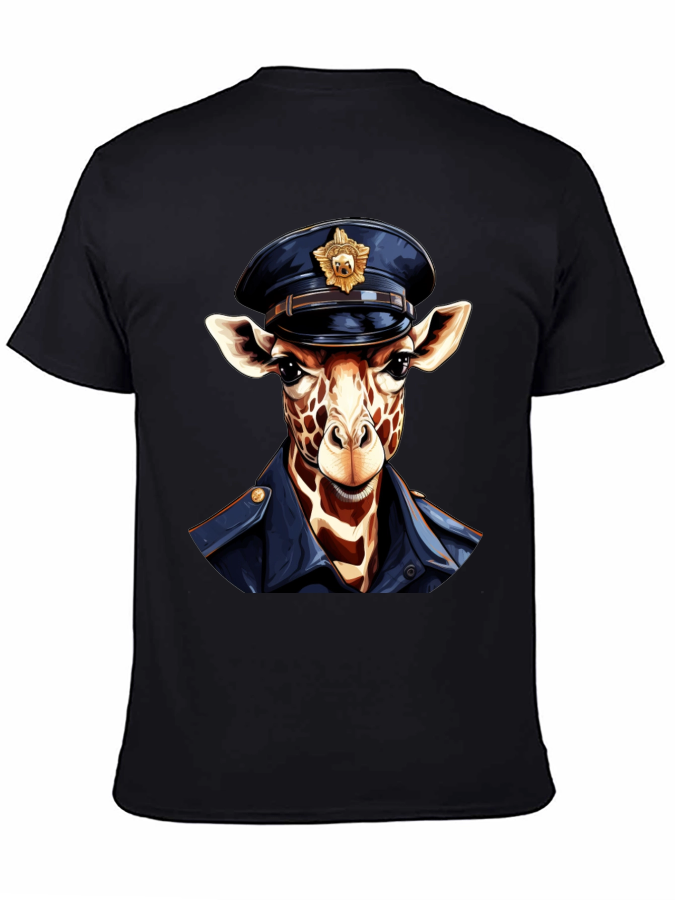 Giraffe Police Officer Graphic T-Shirt