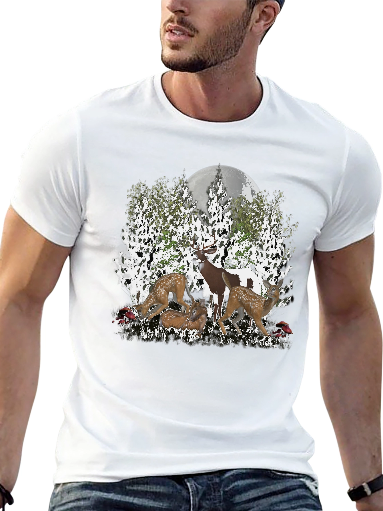 Deer Family Graphic Tee - Nature Lovers Shirt