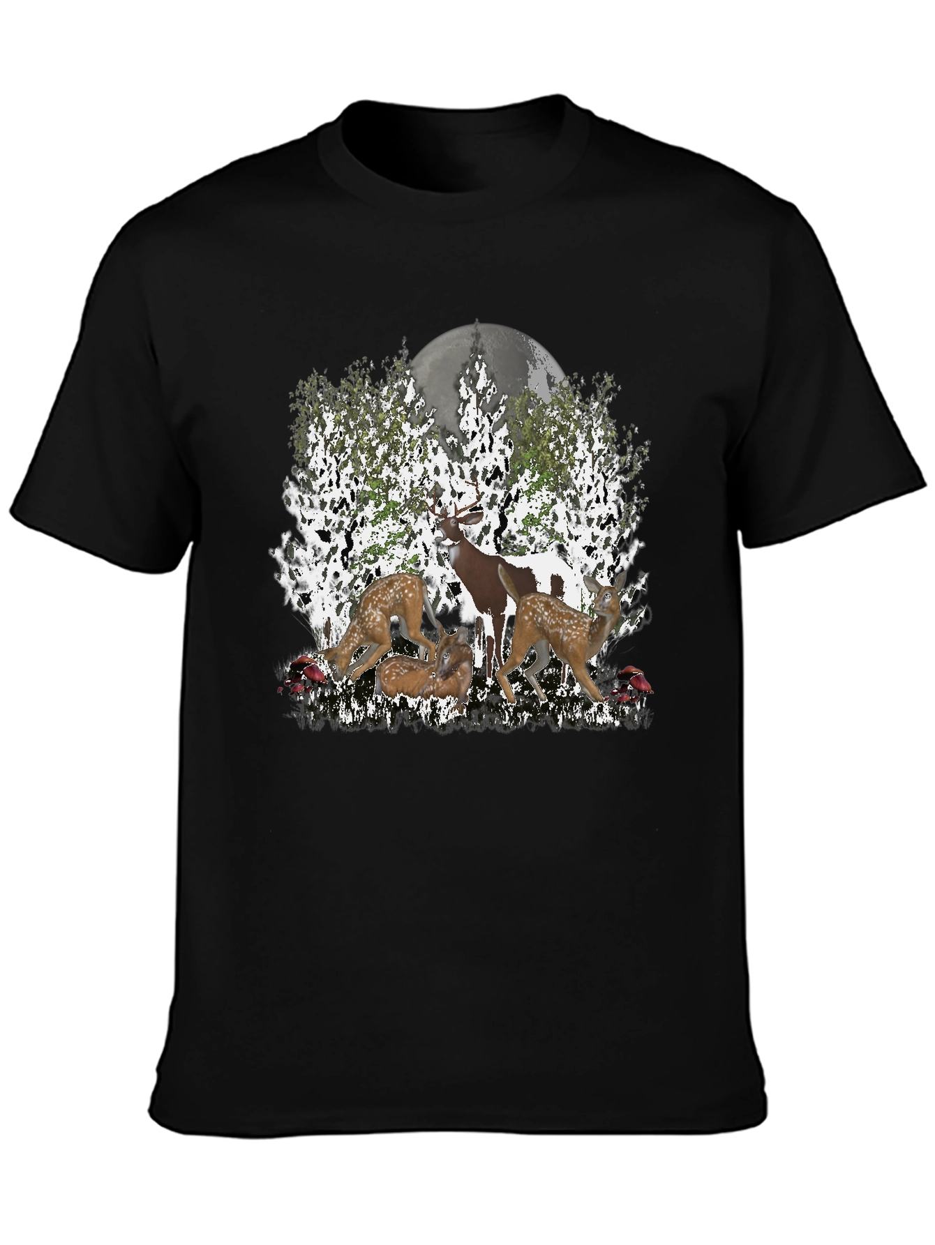 Deer Family Graphic Tee - Nature Lovers Shirt