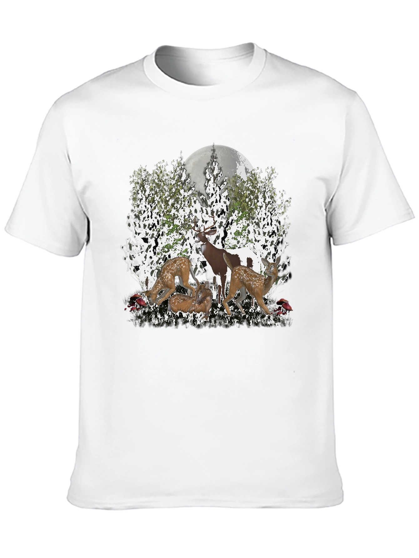 Deer Family Graphic Tee - Nature Lovers Shirt