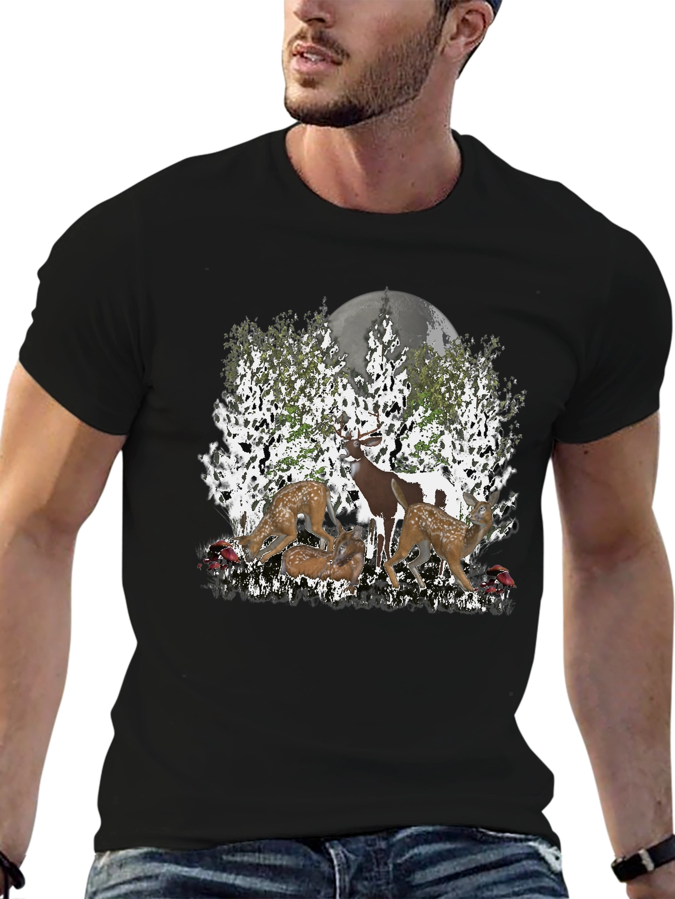 Deer Family Graphic Tee - Nature Lovers Shirt